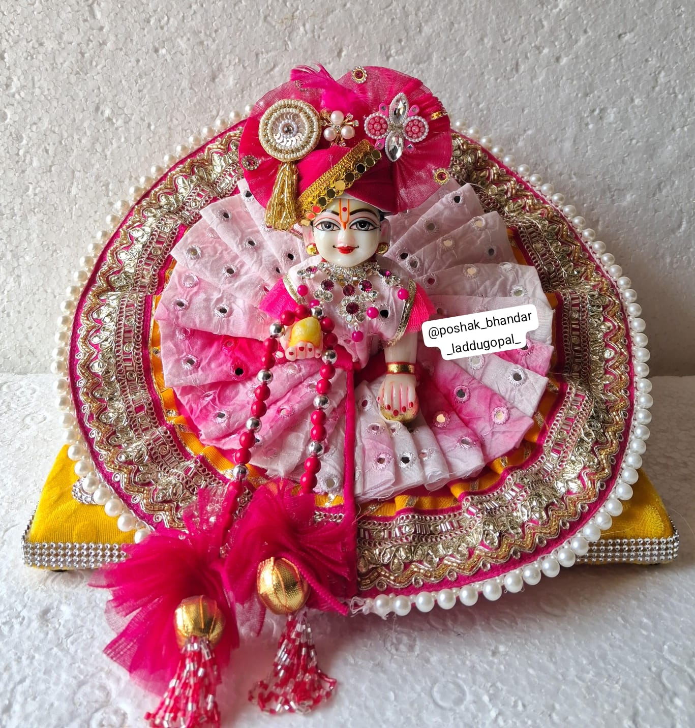 Handmade Heavy Laddu Gopal Dress with Pagdi & Patka - Designer Kanha Ji Poshak for Janmashtami, Bal Gopal & Krishna Ji Festivals