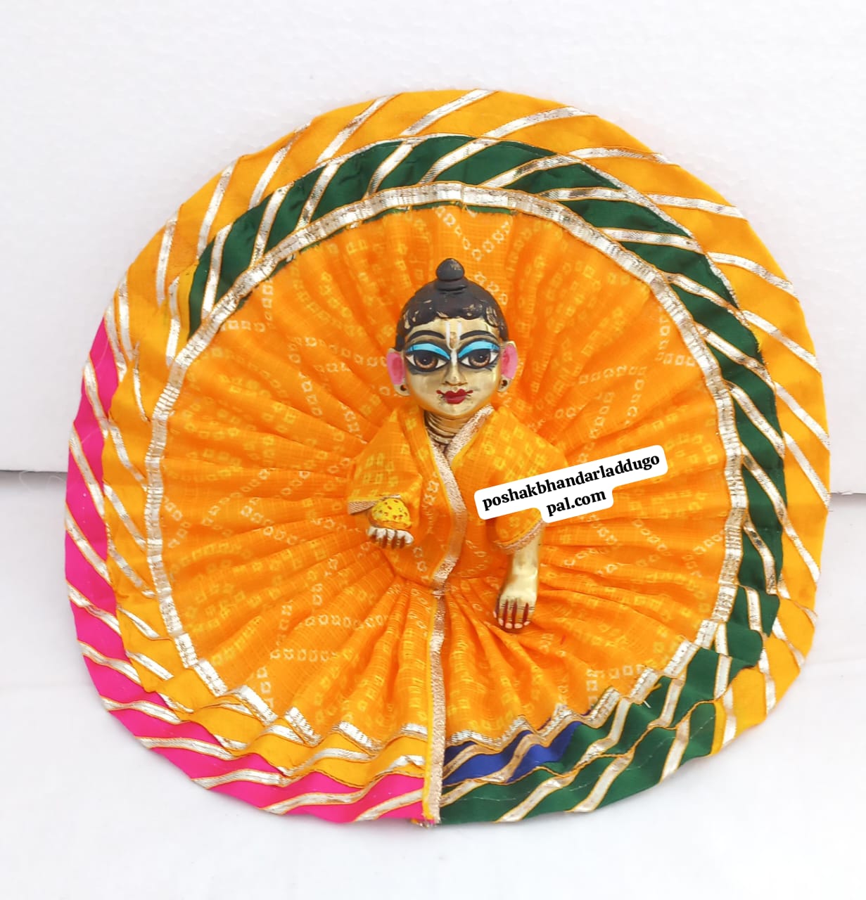 Handmade Bandhini Dress for Laddu Gopal | Designer Kanha Ji Poshak | Fancy Bal Gopal Dress for Janmashtami | Krishna Ji Dress Available in Size 3 & 5