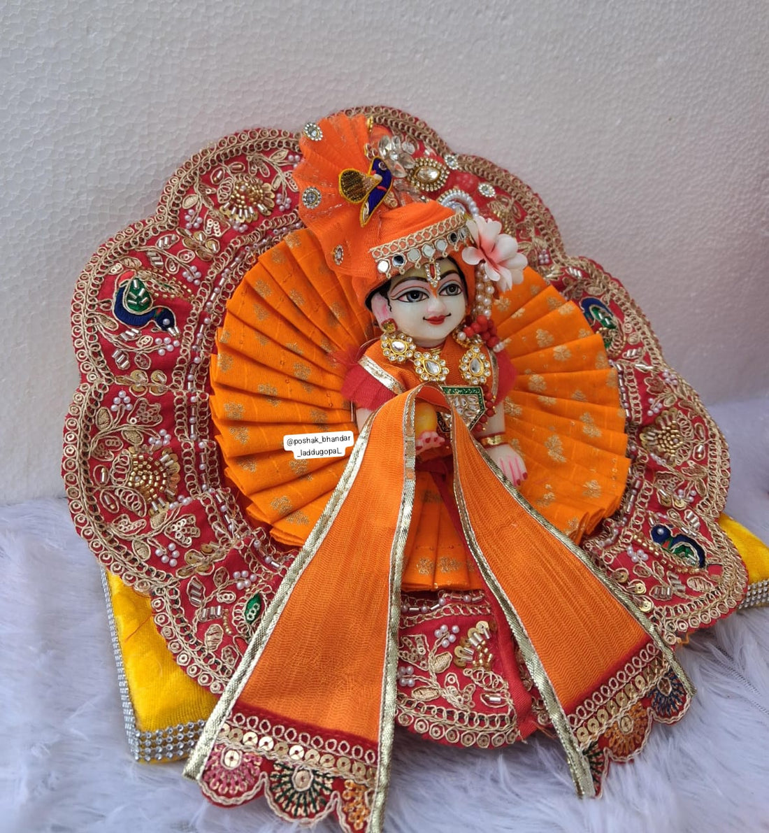 Handmade Heavy Laddu Gopal Dress with Pagdi & Patka - Designer Kanha Ji Poshak for Janmashtami, Fancy Bal Gopal & Krishna Ji Dress