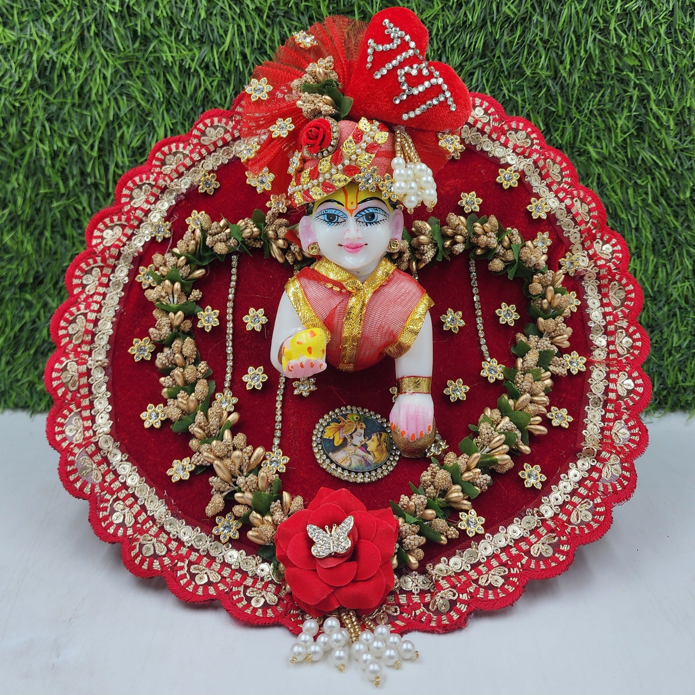Designer Red Heart Dress for Laddu Gopal Ji | Fancy Kanha Ji Poshak | Bal Gopal Dress for Janmashtami | Size 0-6, Handmade with Comfort
