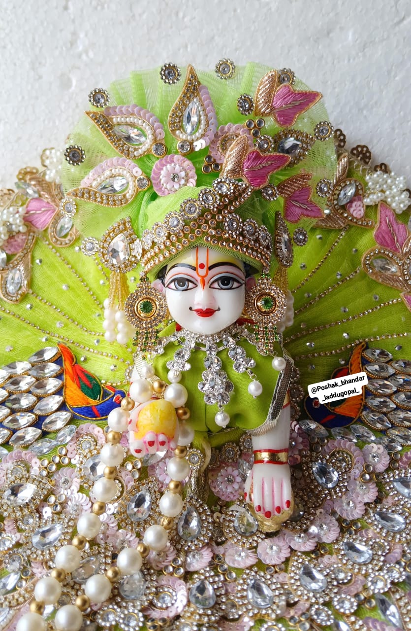 Handmade Designer Laddu Gopal Poshak with Heavy Pagdi - Fancy Kanha Ji Dress for Janmashtami, Bal Gopal & Krishna Ji Celebrations (Sizes 2/3/4)