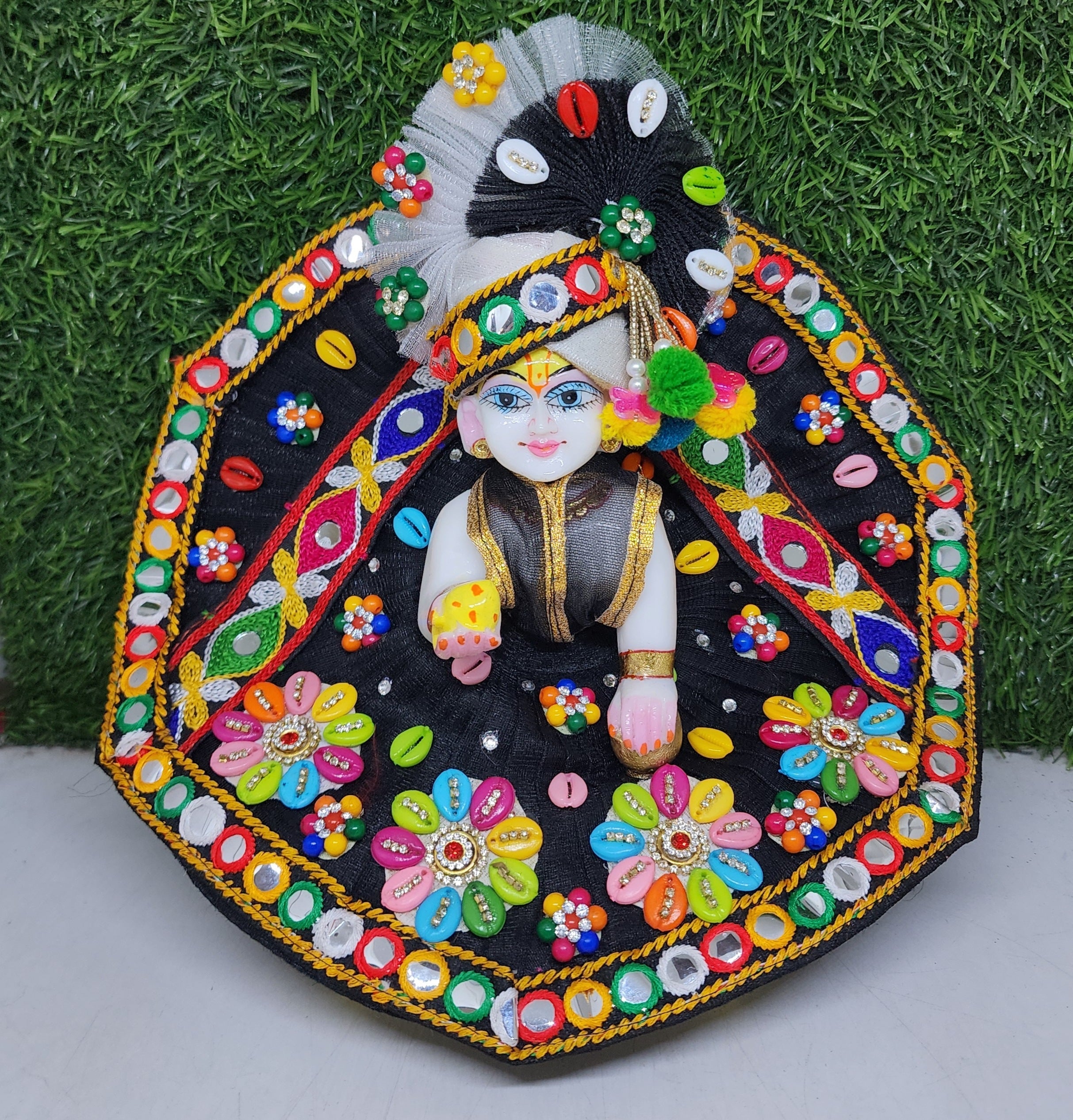 Designer Black Multi Dress for Laddu Gopal Ji | Fancy Kanha Ji Poshak | Perfect for Janmashtami & Festivals | Size 0-6 Available