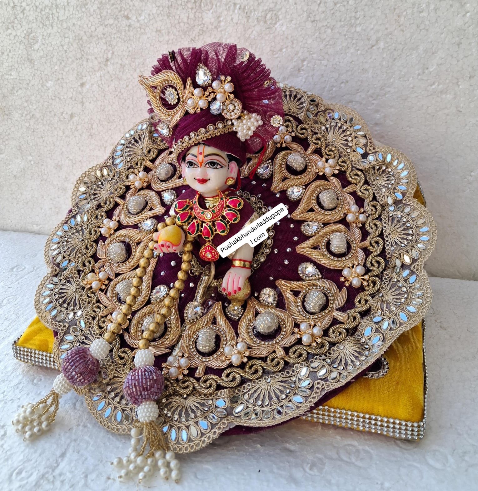Handmade Heavy Laddu Gopal Dress with Pagdi and Patka (Sizes 3 to 7) - Designer Kanha Ji Poshak for Janmashtami, Bal Gopal and Krishna Ji Dress