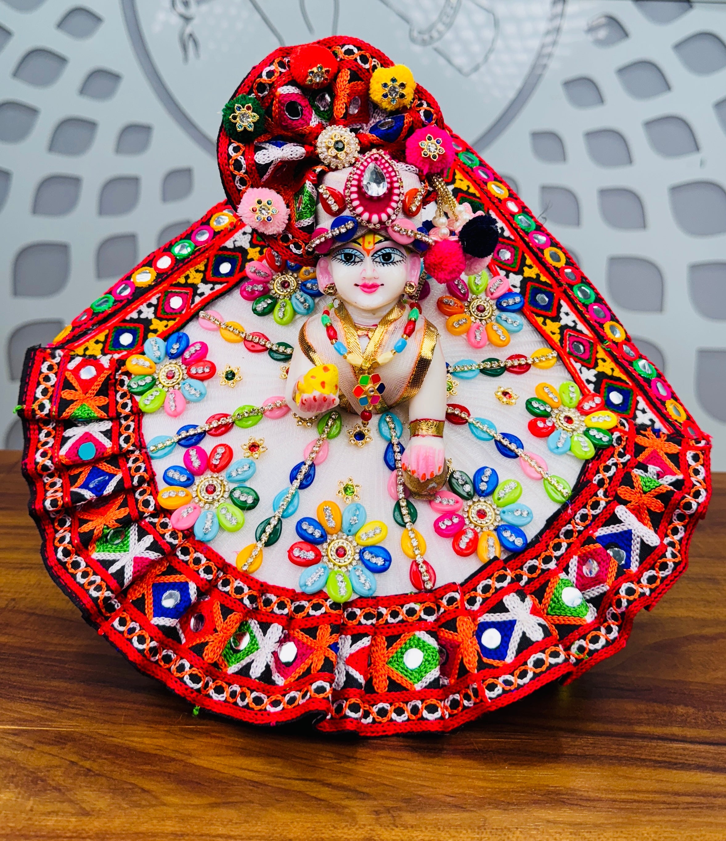 Designer Navratra Special Multi Dress for Laddu Gopal Ji | Fancy Kanha Ji Poshak | Handmade Bal Gopal Dress for Janmashtami (Size 0-6)
