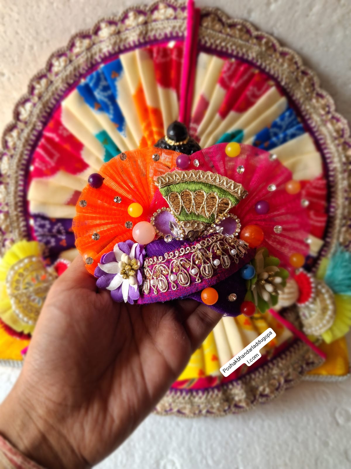 Handmade Rang Rasiya Poshak with Pagdi & Patka - Designer Laddu Gopal Dress, Kanha Ji Poshak, Bal Gopal Dress for Janmashtami Festival