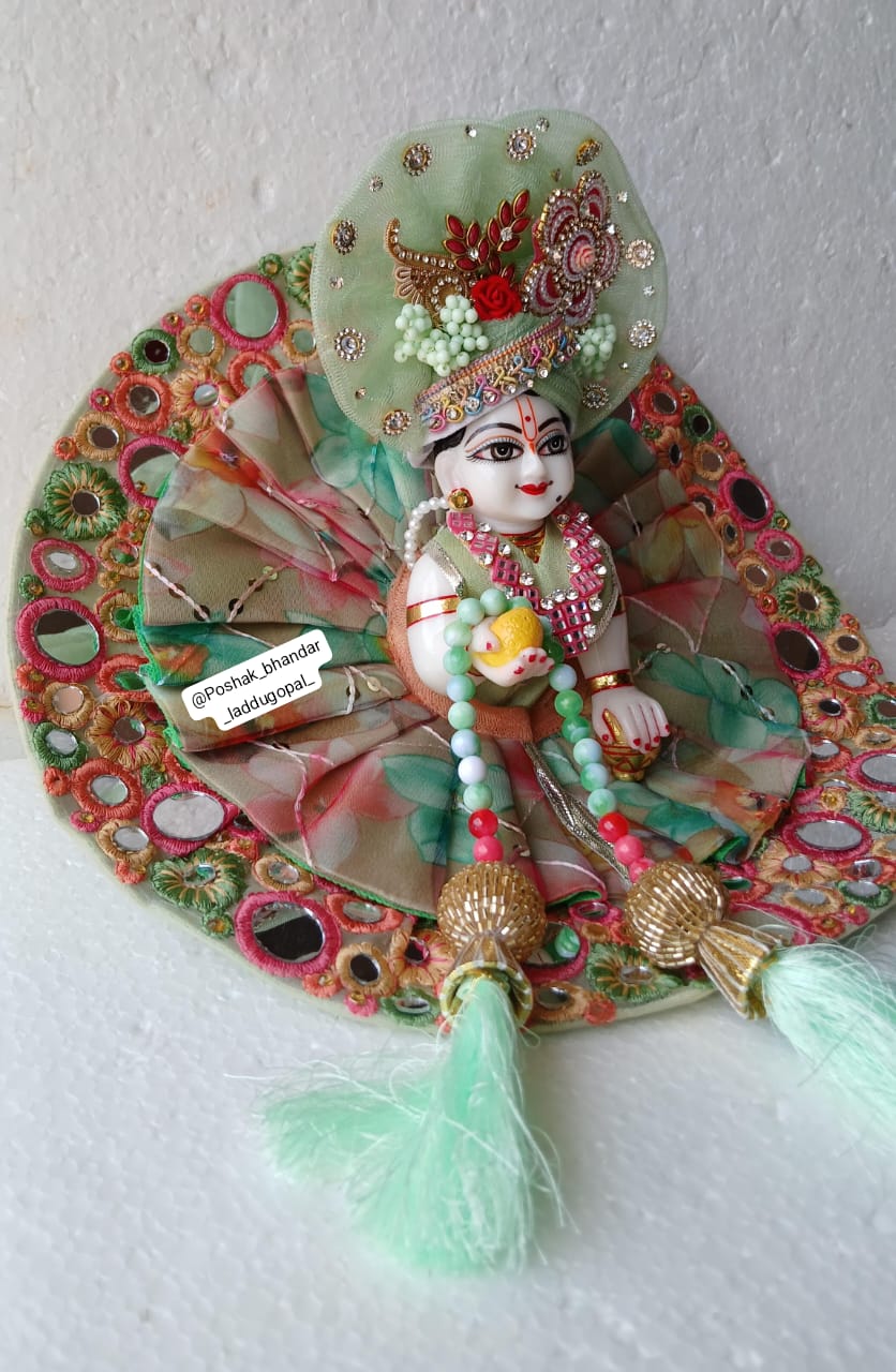 Handmade Mirror Work Laddu Gopal Dress | Designer Kanha Ji Poshak for Janmashtami | Fancy Bal Gopal & Krishna Ji Dress