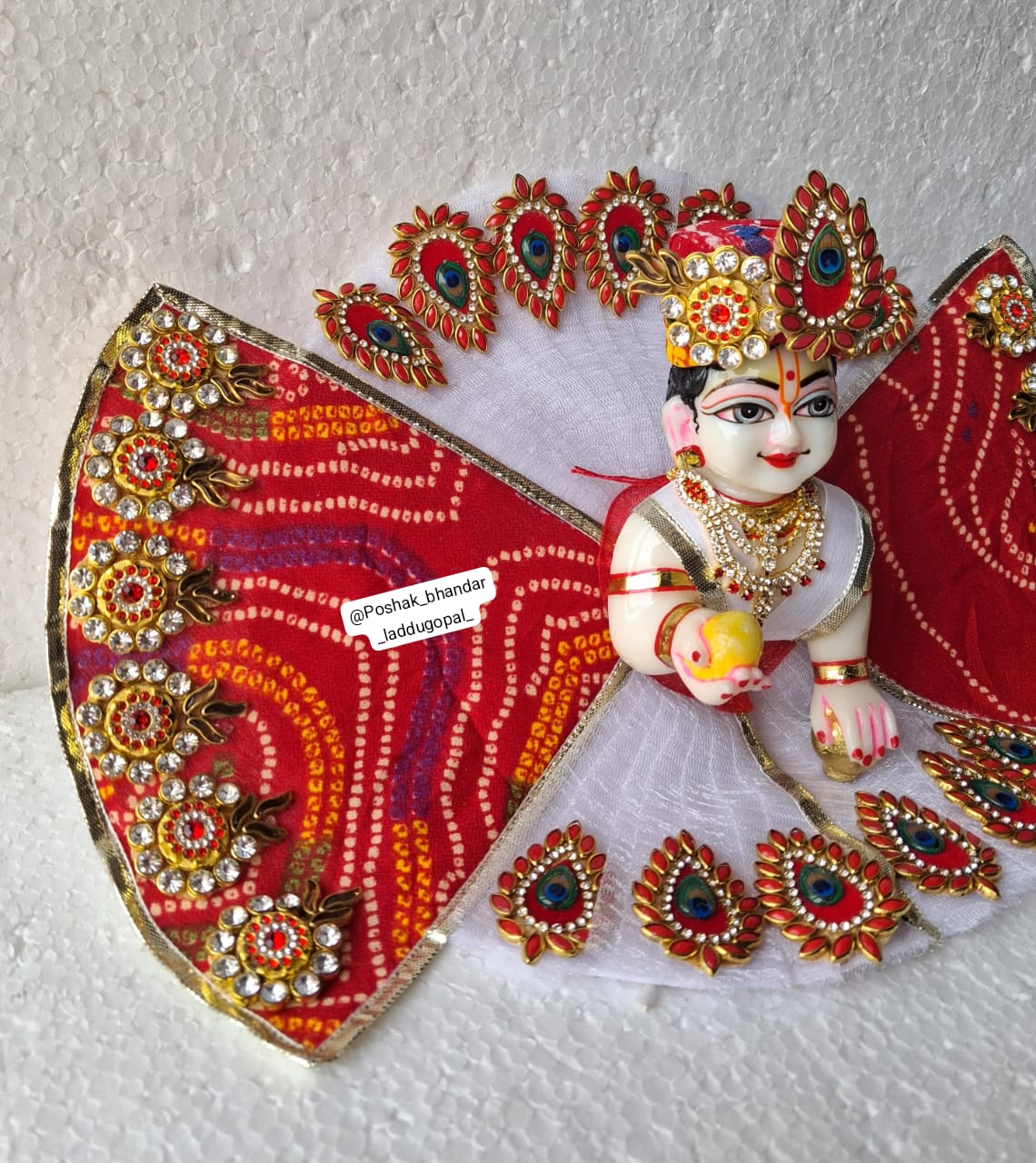 Handmade Heavy Laddu Gopal Dress with Pagdi - Designer Kanha Ji Poshak for Janmashtami, Fancy Bal Gopal Dress, Krishna Ji Dress