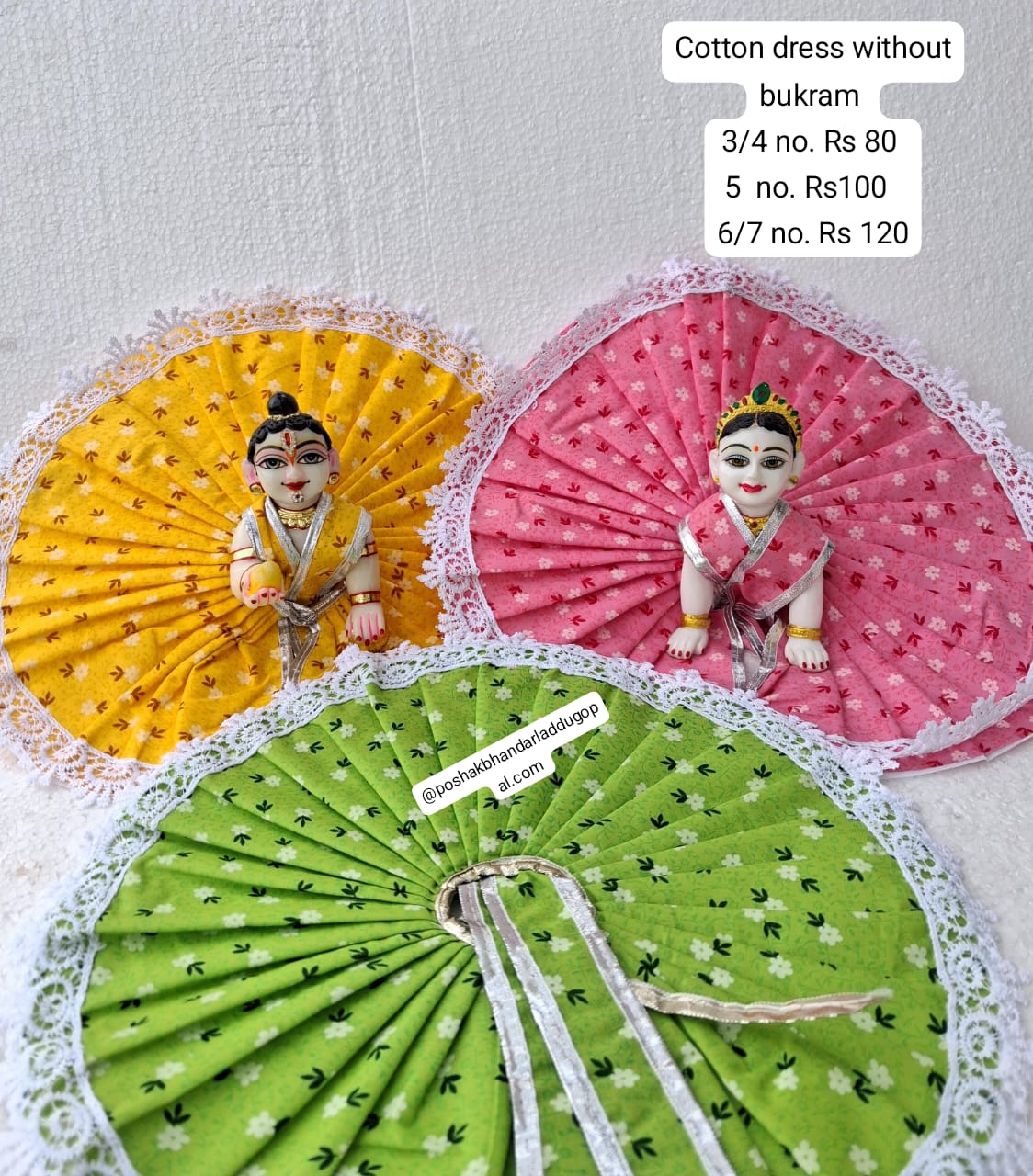 Handmade Cotton Laddu Gopal Dress - Designer Kanha Ji Poshak for Janmashtami, Fancy Bal Gopal & Krishna Ji Dress, Perfect Festival Outfit
