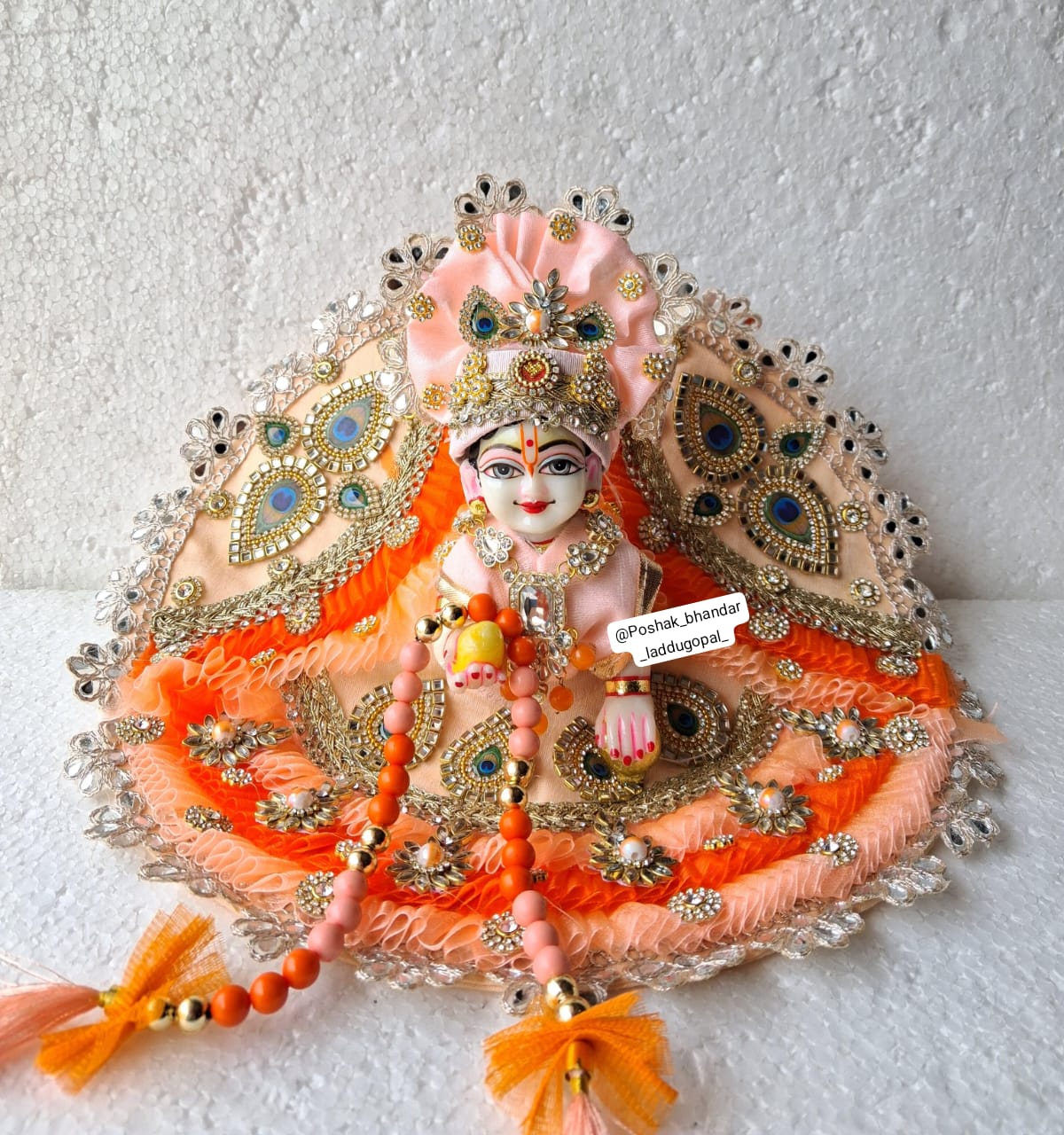 Handmade Designer Frill Work Dress for Laddu Gopal | Fancy Kanha Ji Poshak for Janmashtami | Bal Gopal & Krishna Ji Dress
