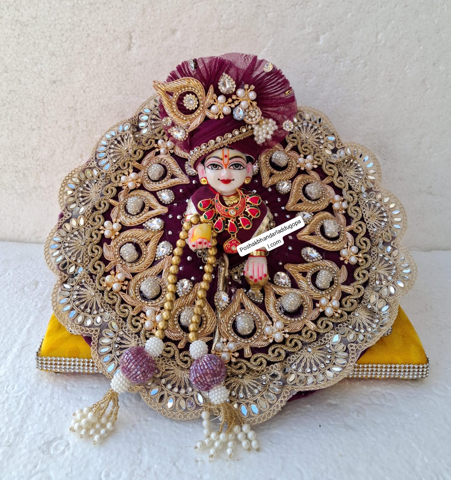 Handmade Heavy Laddu Gopal Dress with Pagdi and Patka (Sizes 3 to 7) - Designer Kanha Ji Poshak for Janmashtami, Bal Gopal and Krishna Ji Dress