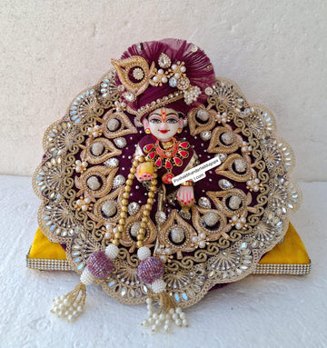 Handmade Heavy Laddu Gopal Dress with Pagdi and Patka (Sizes 3 to 7) - Designer Kanha Ji Poshak for Janmashtami, Bal Gopal and Krishna Ji Dress