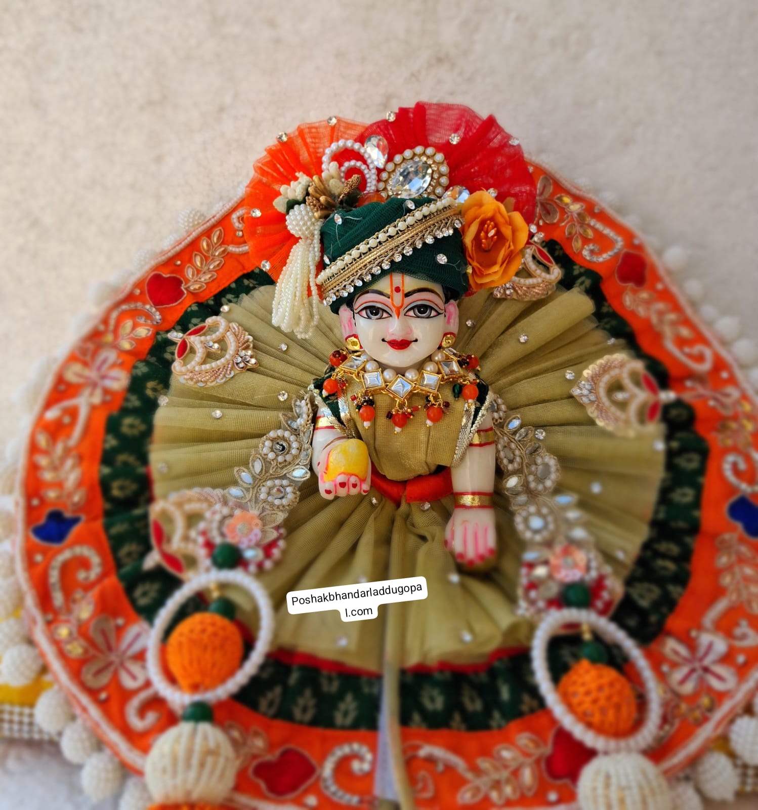 Handmade Manmohak Poshak Set with Pagdi & Patka - Designer Laddu Gopal Dress for Janmashtami, Kanha Ji Poshak, Bal Gopal & Krishna Ji Dress