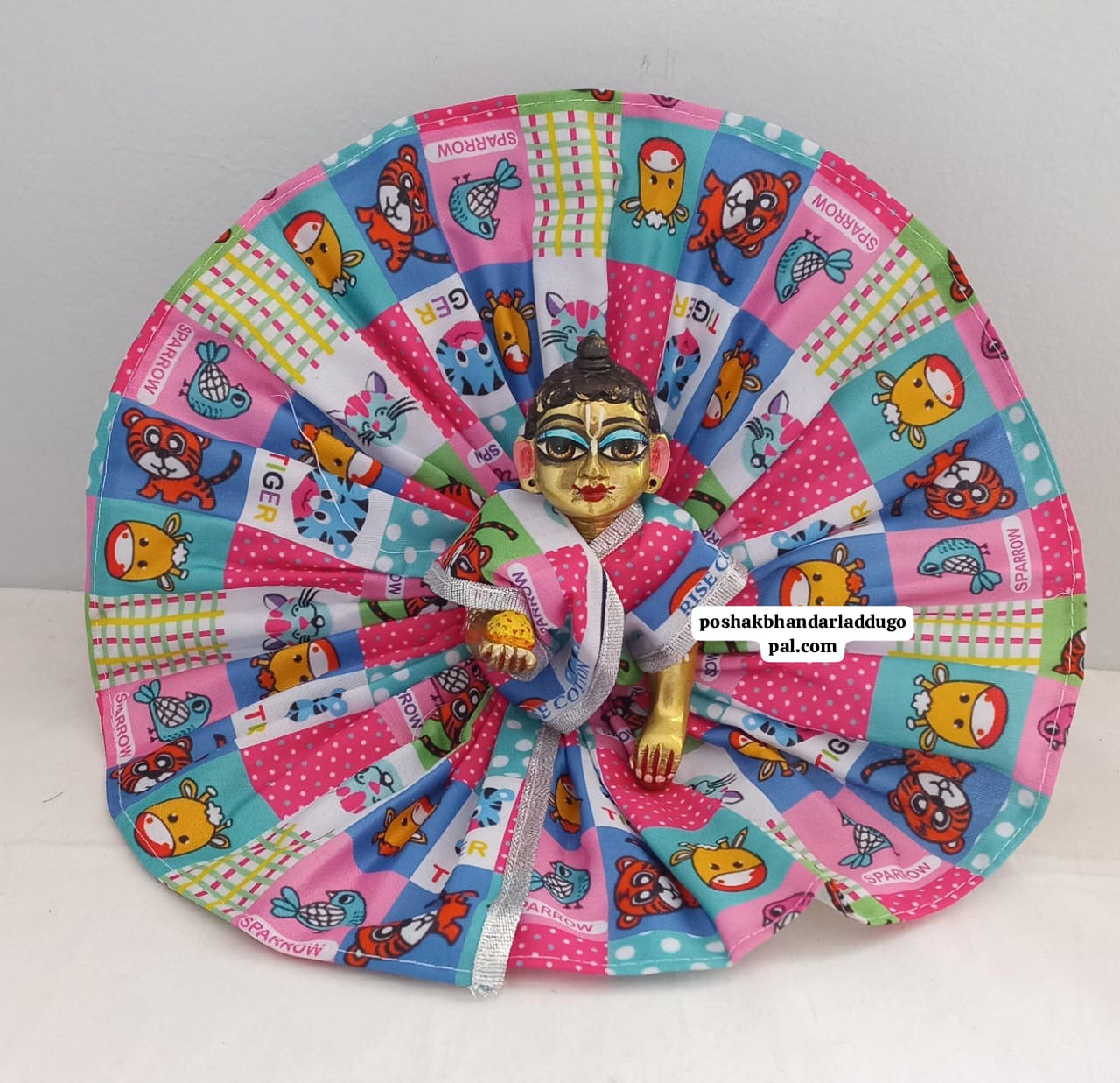 Handmade Cartoon Print Laddu Gopal Dress - Designer Kanha Ji Poshak for Janmashtami, Fancy Bal Gopal & Krishna Ji Dress (Sizes 2/3/5)
