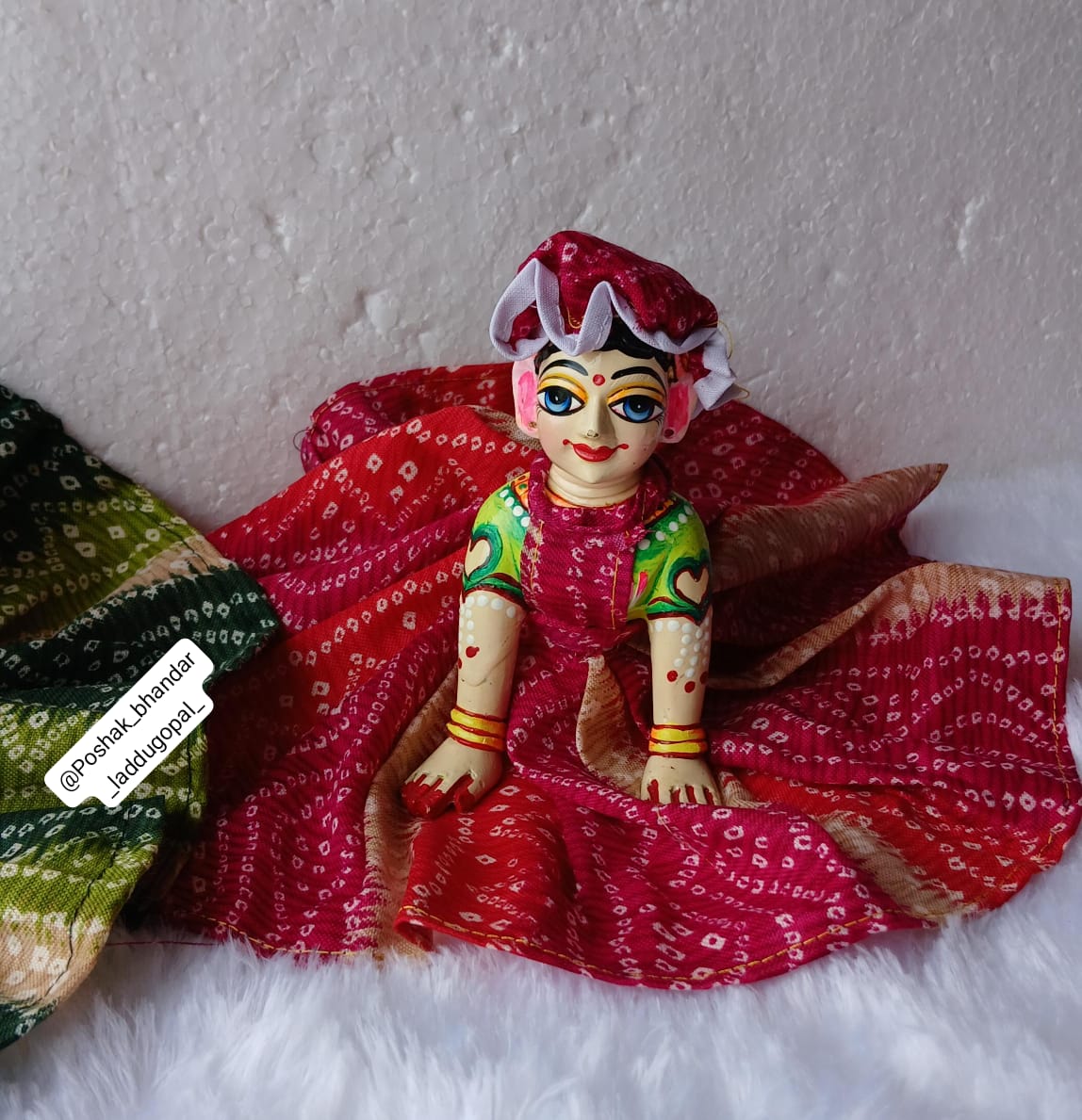 Handmade Designer Mix Cotton Bandhini Print Dress for Laddu Gopal | Fancy Kanha Ji Poshak for Janmashtami | Bal Gopal & Krishna Ji Dress