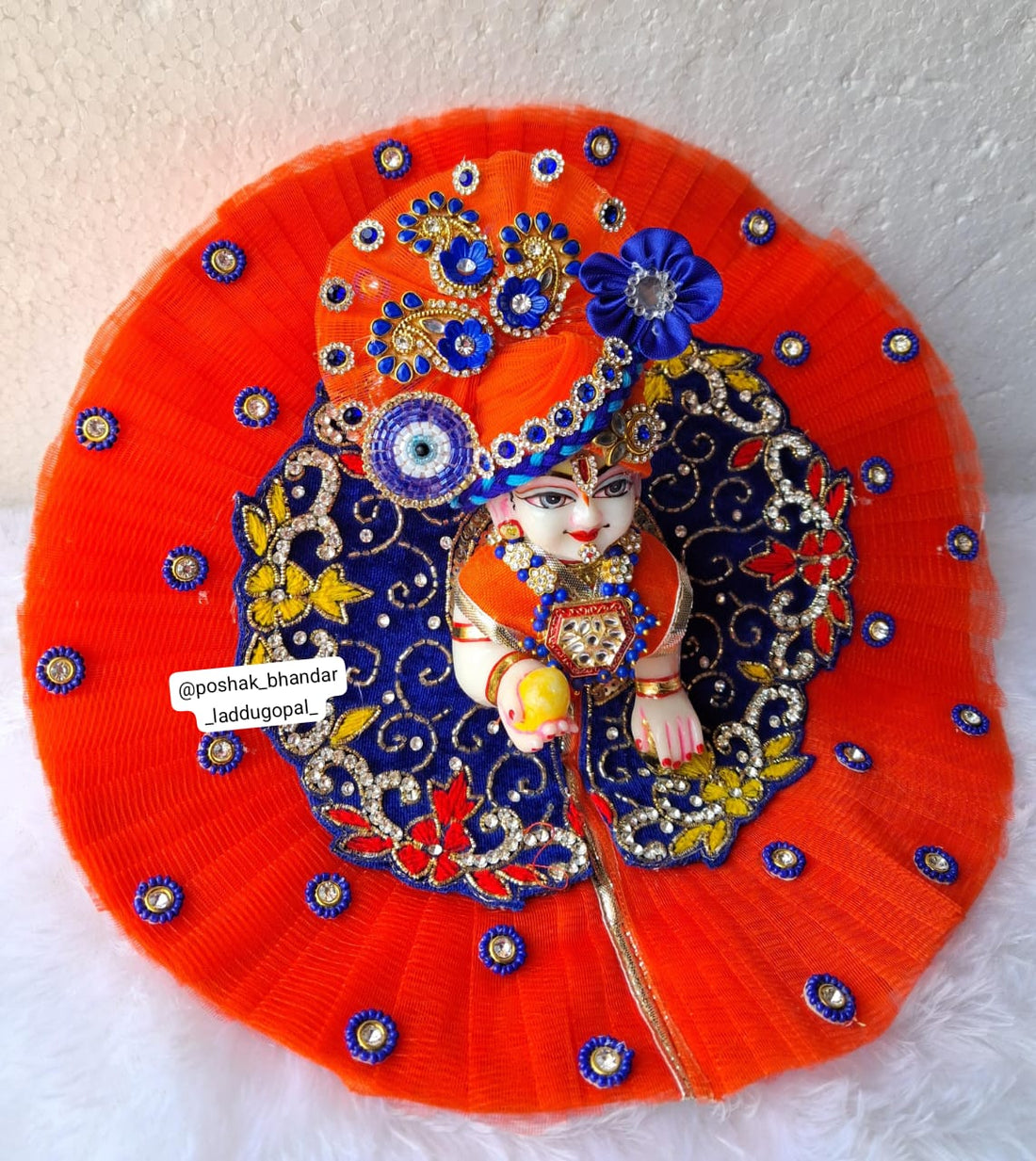 Handmade Heavy Laddu Gopal Dress with Elegant Pagdi - Designer Kanha Ji Poshak for Janmashtami, Bal Gopal & Krishna Ji Celebrations