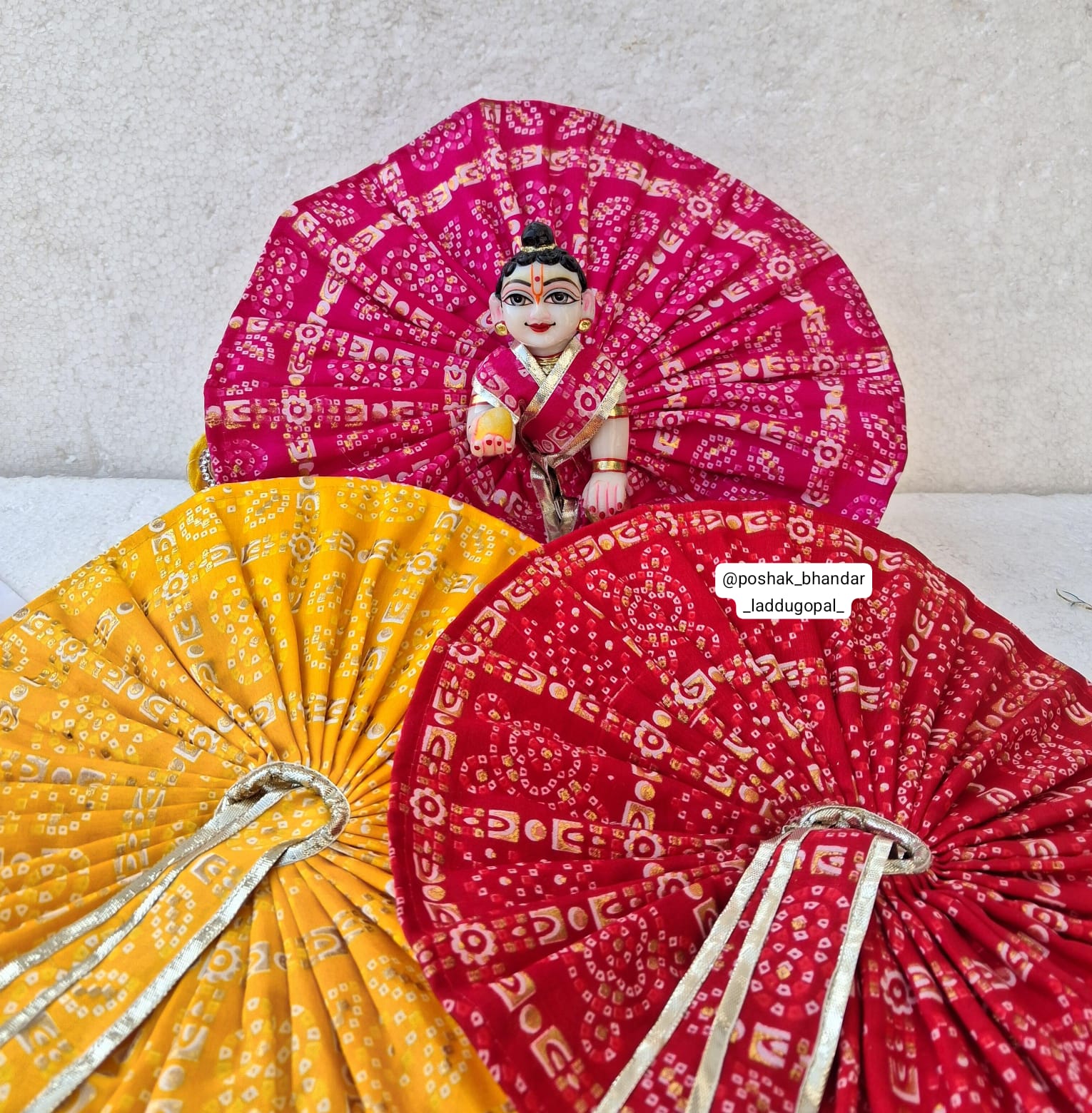 Handmade Bandhini Print Summer Dress - Designer Laddu Gopal Dress for Janmashtami, Kanha Ji Poshak, Bal Gopal Dress, Krishna Ji Fancy Dress