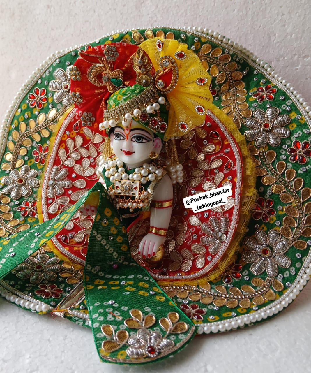 Handmade Rajwadi Designer Dress with Pagdi for Laddu Gopal | Fancy Kanha Ji Poshak for Janmashtami | Bal Gopal & Krishna Ji Dress