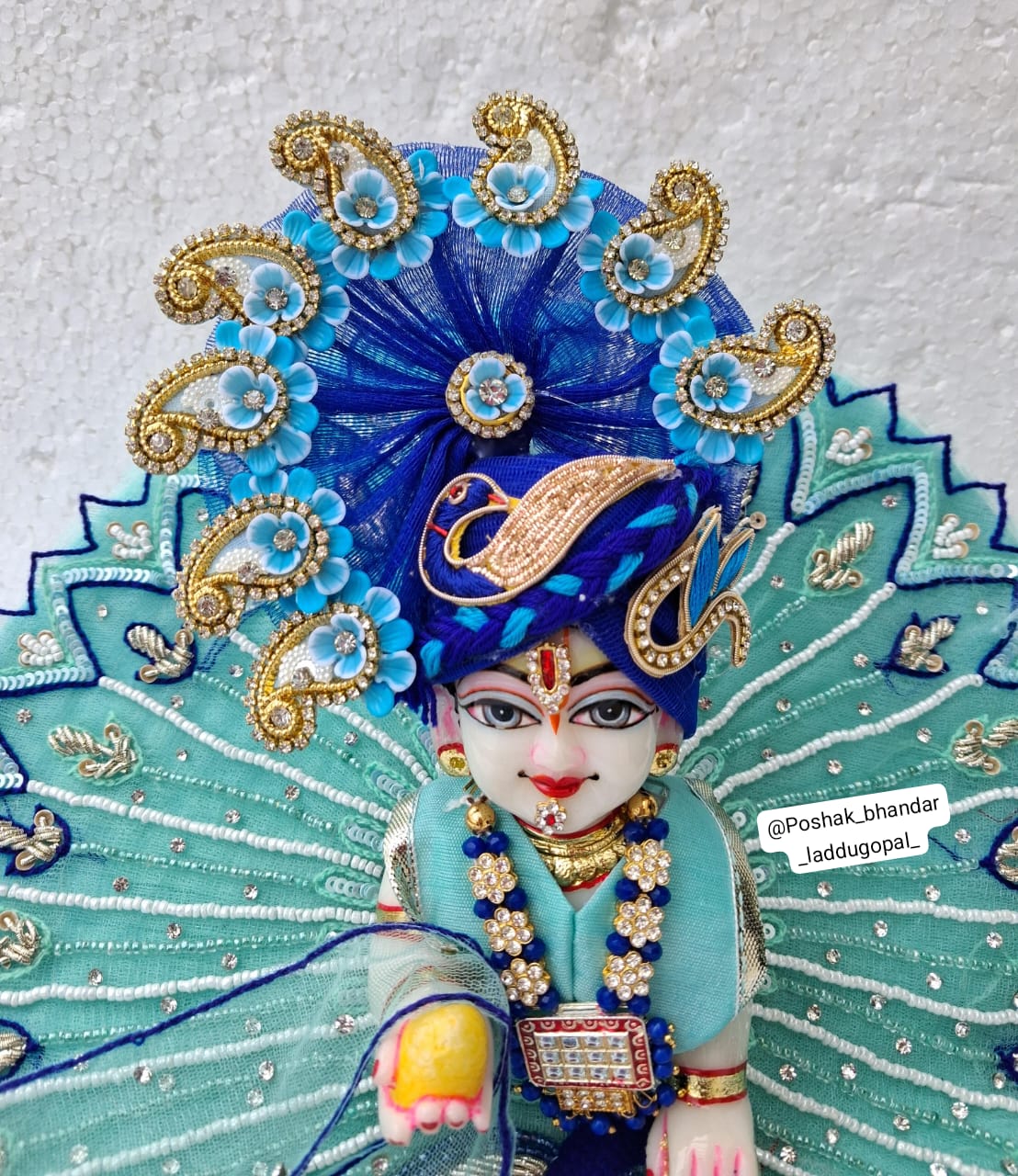 Handmade Peacock Designer Dress for Laddu Gopal | Fancy Kanha Ji Poshak & Bal Gopal Dress for Janmashtami Celebrations