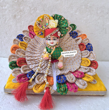 Handmade Banarsi Multicolour Laddu Gopal Dress with Pagdi & Patka | Designer Kanha Ji Poshak for Janmashtami | Fancy Bal Gopal & Krishna Ji Dress