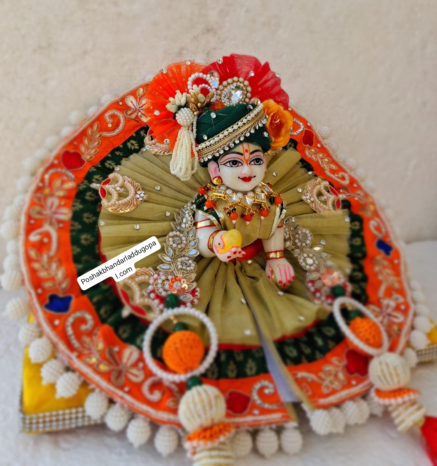 Handmade Manmohak Poshak Set with Pagdi & Patka - Designer Laddu Gopal Dress for Janmashtami, Kanha Ji Poshak, Bal Gopal & Krishna Ji Dress