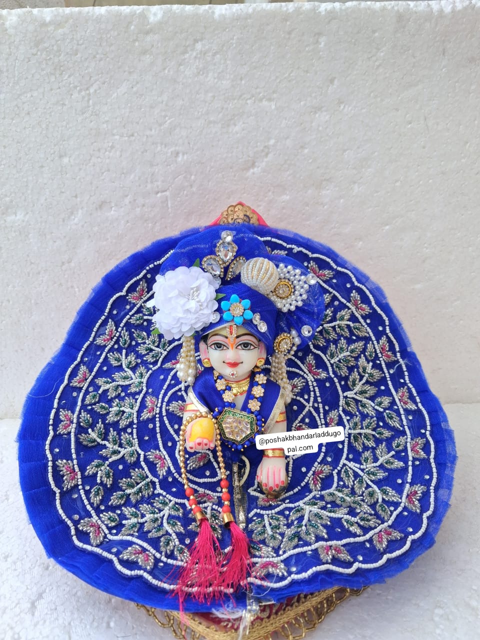 Handmade Blue Heavy Designer Dress with Pagdi for Laddu Gopal | Fancy Kanha Ji Poshak for Janmashtami | Bal Gopal & Krishna Ji Dress