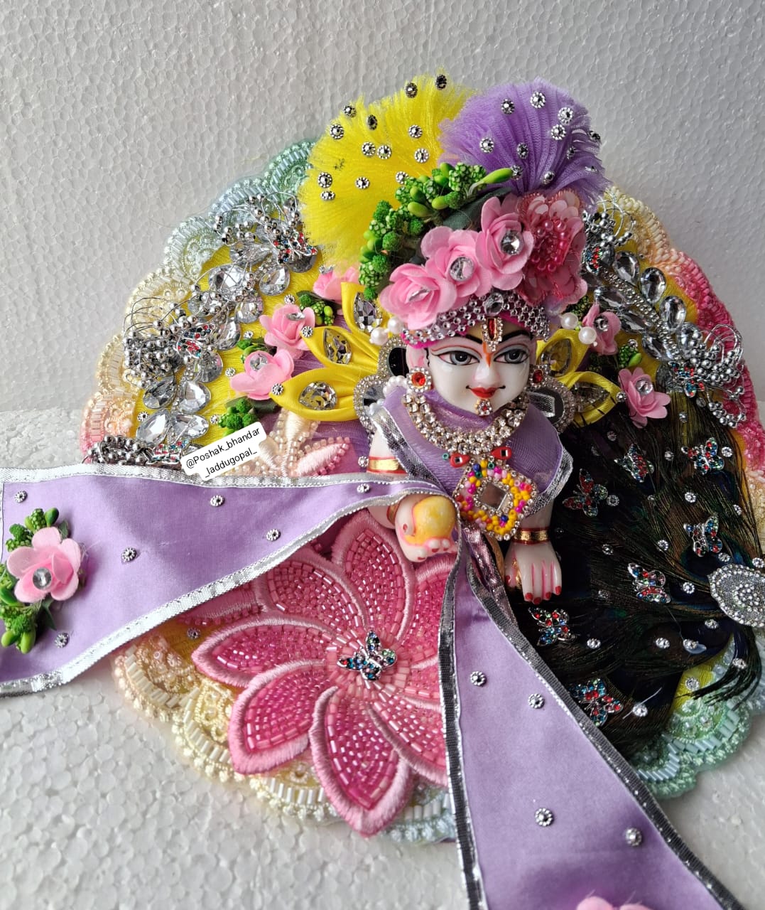 Handmade Festive Designer Laddu Gopal Dress with Pagdi & Patka | Elegant Kanha Ji Poshak for Janmashtami | Bal Gopal & Krishna Ji Dress