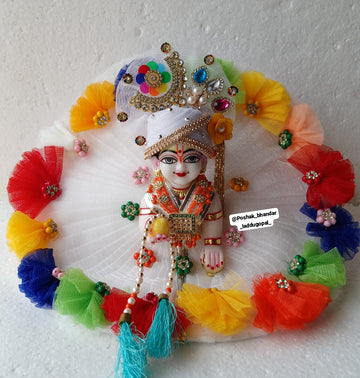 Handmade White Multicolored Laddu Gopal Dress | Designer Kanha Ji Poshak for Janmashtami | Fancy Bal Gopal & Krishna Ji Dress