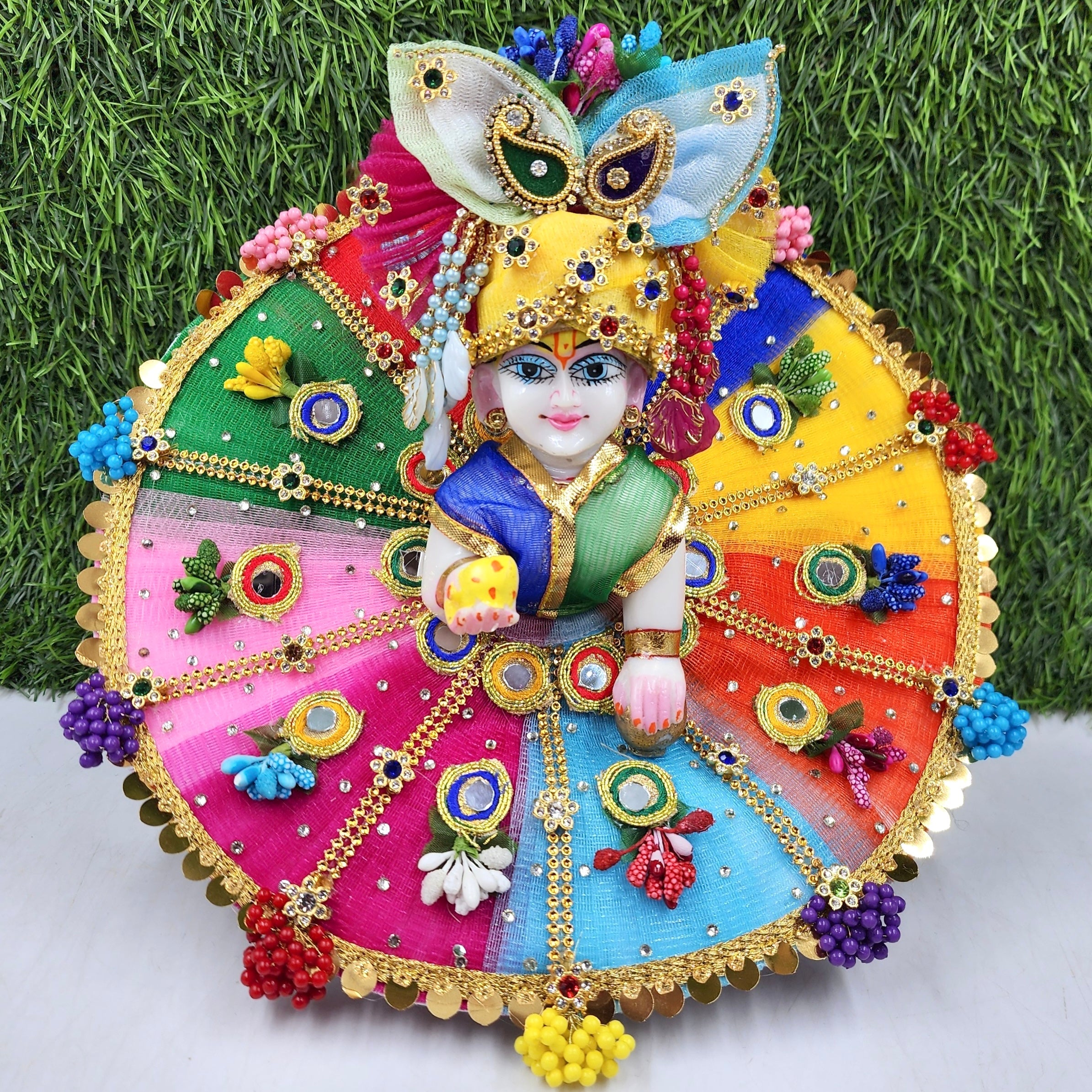 Designer Laddu Gopal Dress - Fancy Kanha Ji Poshak for Janmashtami, Holi & Diwali | Comfortable Fabric, Unique Look (Size 0-6)