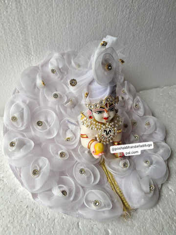 Handmade White Laddu Gopal Dress with Pagdi | Designer Kanha Ji Poshak for Janmashtami | Fancy Bal Gopal & Krishna Ji Dress (Sizes 1-6)