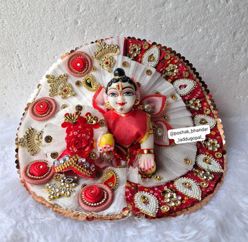 Handmade Heavy Red and White Laddu Gopal Dress | Designer Kanha Ji Poshak for Janmashtami | Fancy Bal Gopal and Krishna Ji Dress