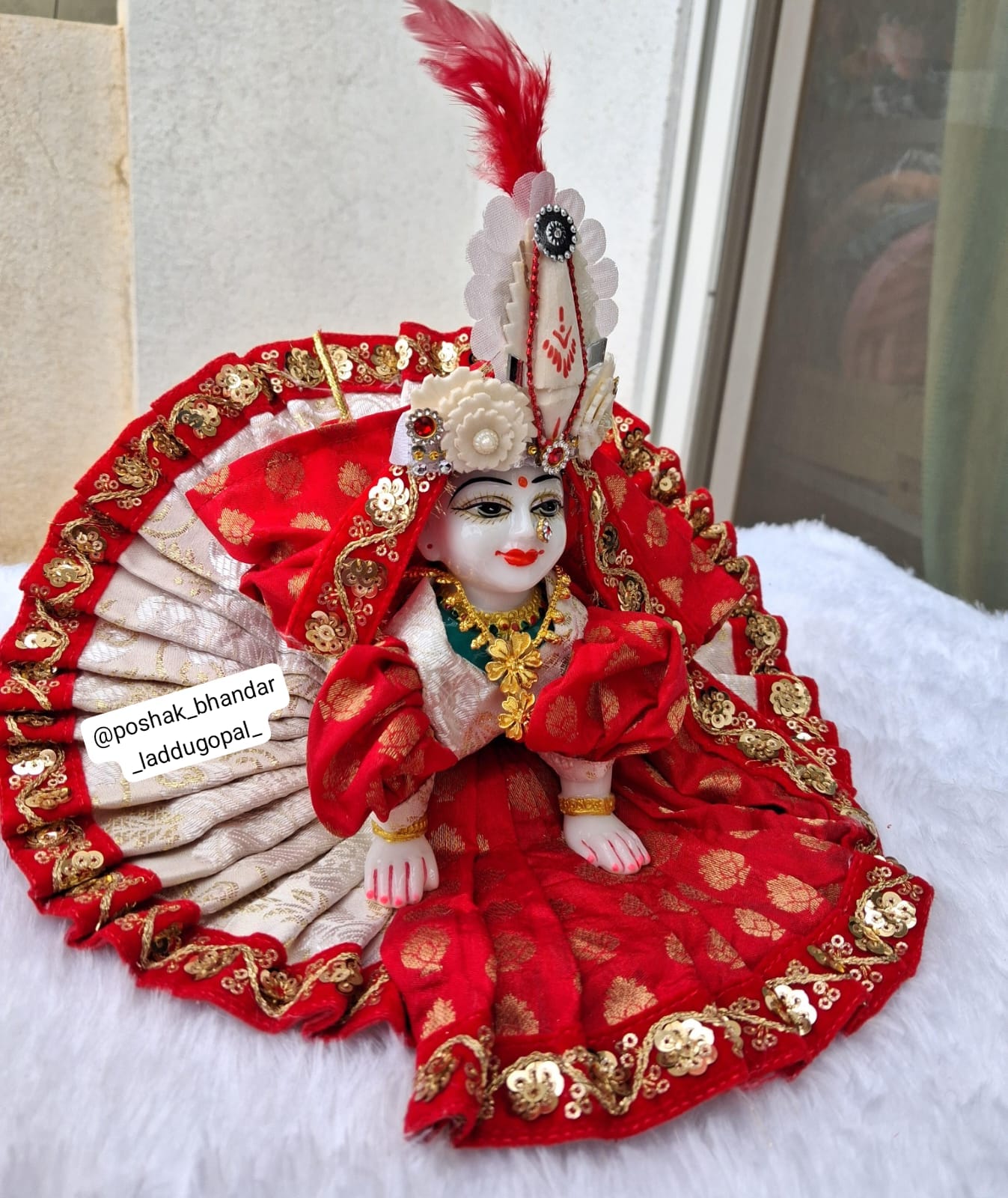 Handmade Full Bengali Theme Combo: Designer Laddu Gopal Dress, Kanha Ji Poshak, Bal Gopal Dress & Krishna Ji Dress for Janmashtami Festival