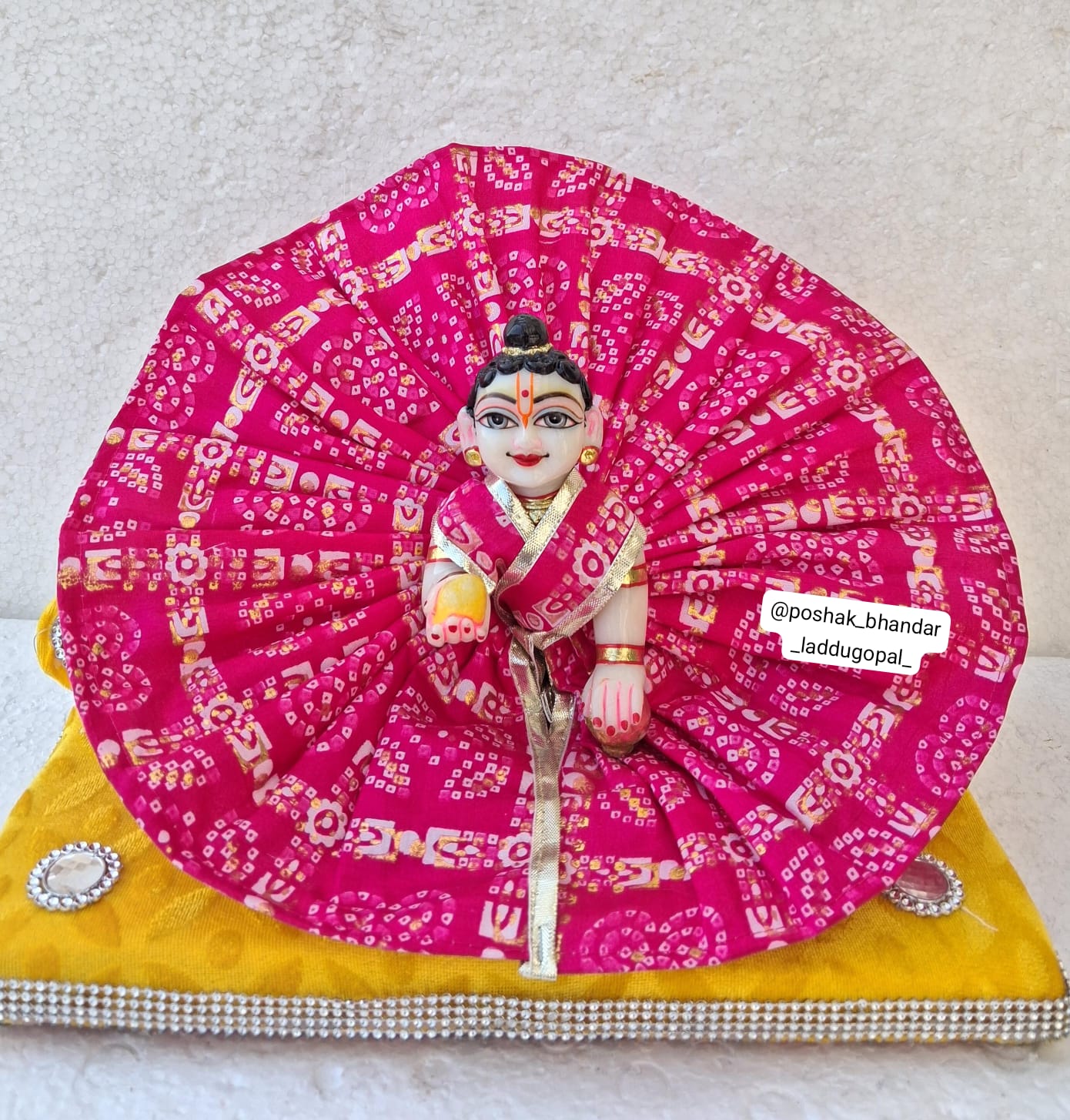 Handmade Bandhini Print Summer Dress - Designer Laddu Gopal Dress for Janmashtami, Kanha Ji Poshak, Bal Gopal Dress, Krishna Ji Fancy Dress