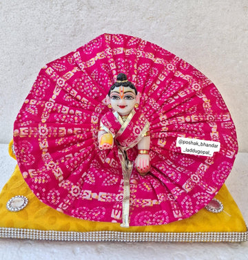 Handmade Bandhini Print Summer Dress - Designer Laddu Gopal Dress for Janmashtami, Kanha Ji Poshak, Bal Gopal Dress, Krishna Ji Fancy Dress