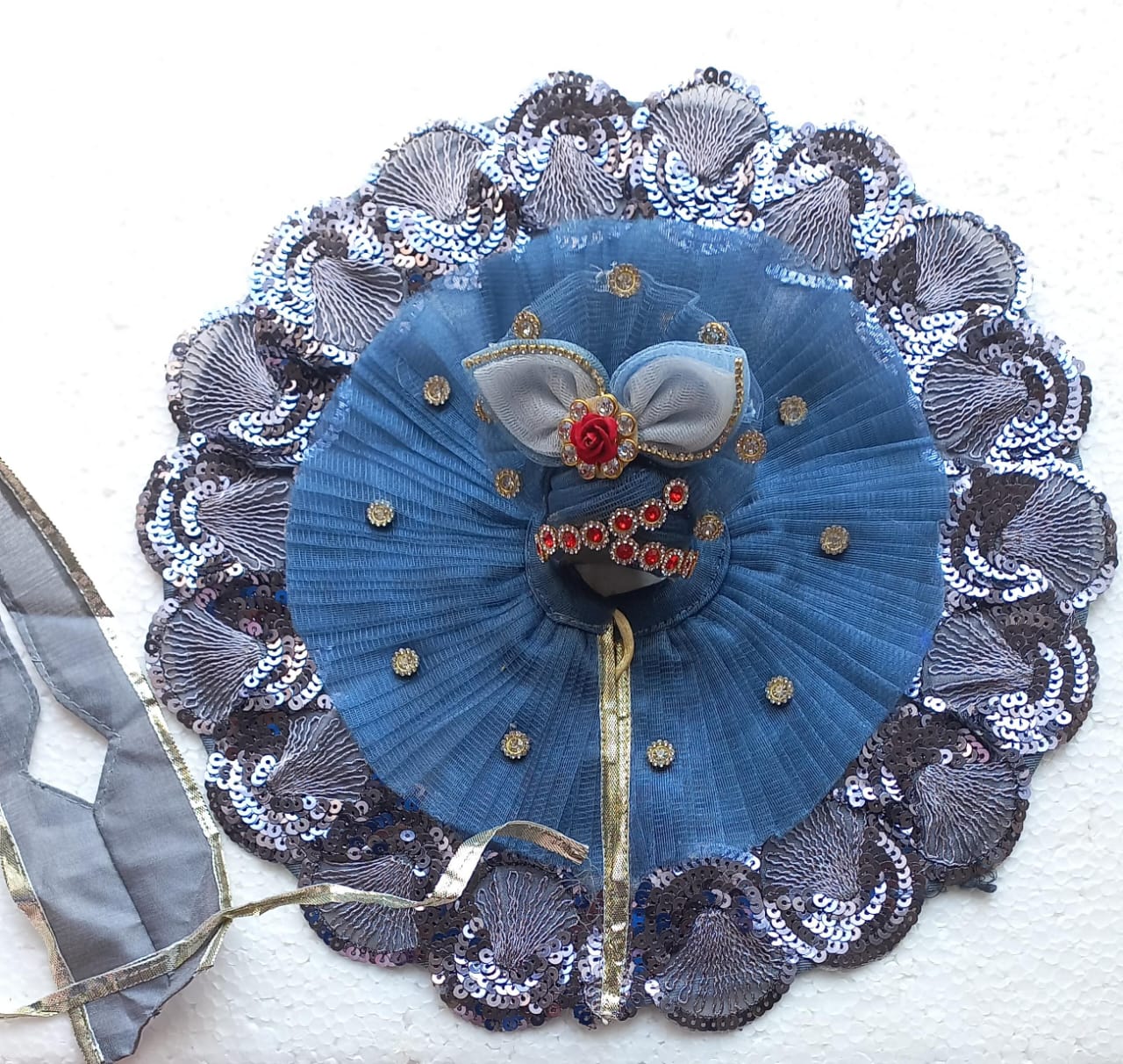 Handmade Grey Laddu Gopal Dress with Pagdi - Designer Kanha Ji Poshak for Janmashtami, Fancy Bal Gopal Dress, Krishna Ji Outfit