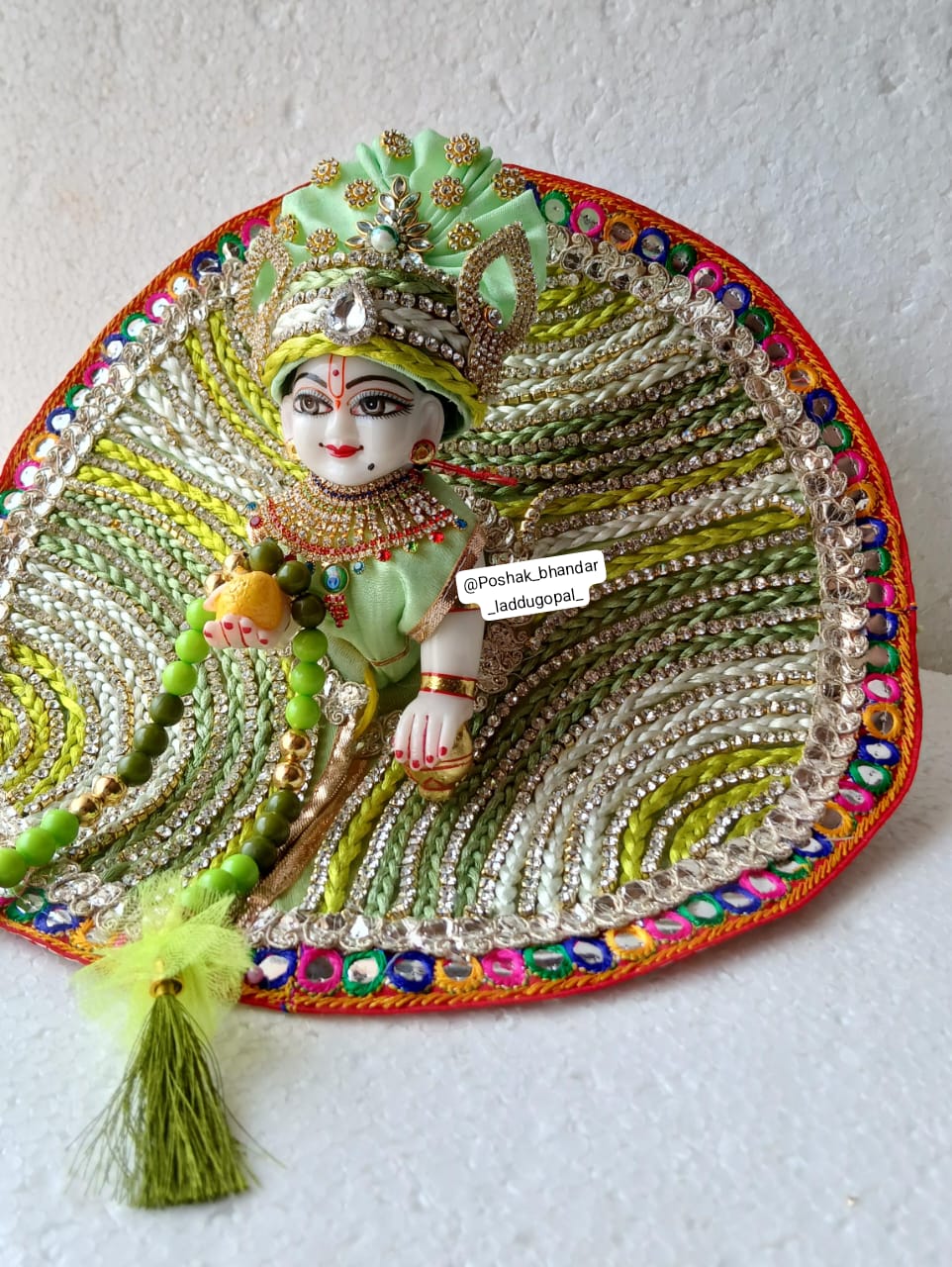 Handmade Green Laddu Gopal Dress - Designer Kanha Ji Poshak for Janmashtami, Fancy Bal Gopal Dress, Krishna Ji Dress for Festivals