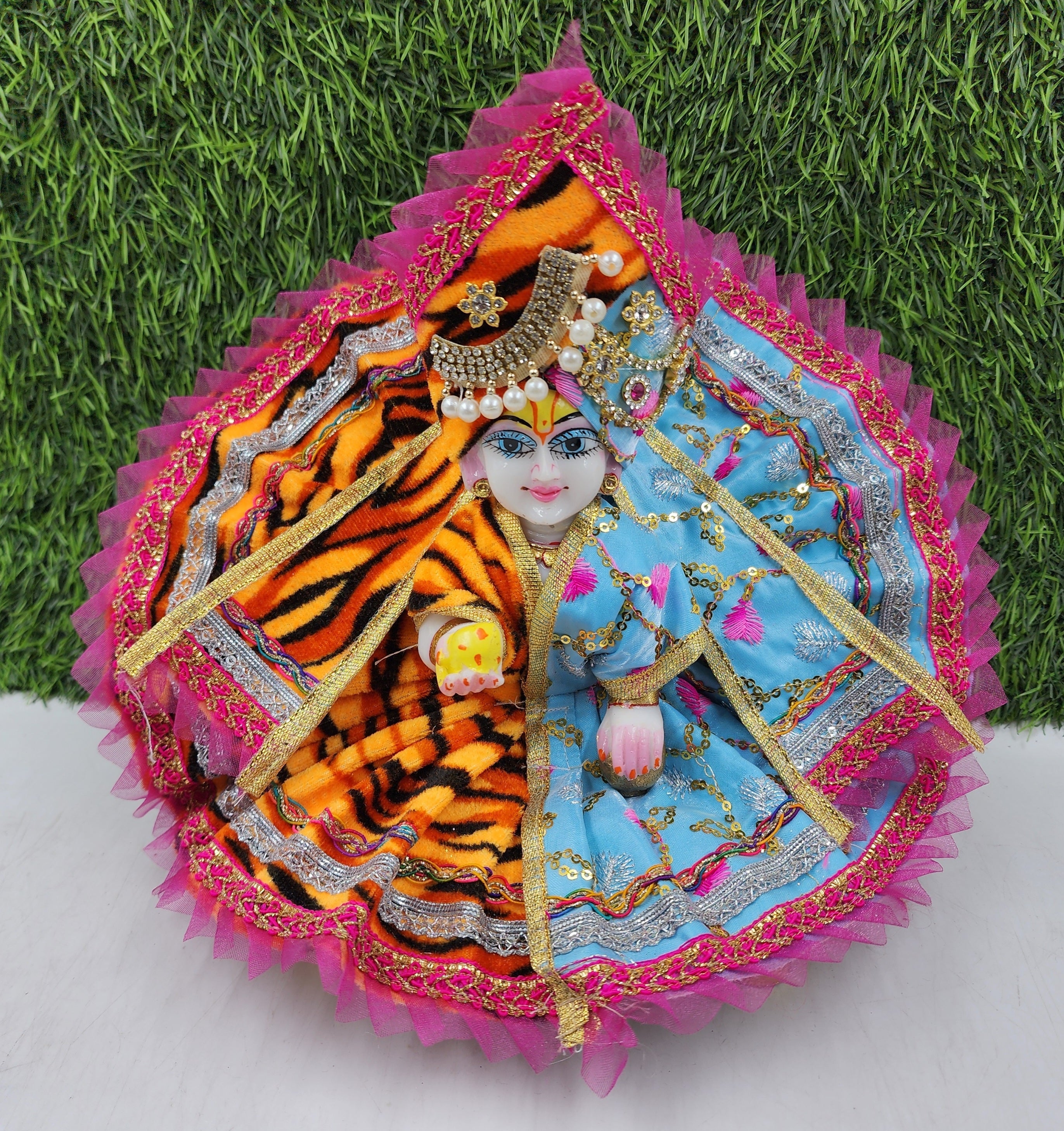 Designer Tiger Print Sky Dress for Laddu Gopal Ji | Fancy Kanha Ji Poshak for Janmashtami, Diwali & Festivals | Size 0-6 Available