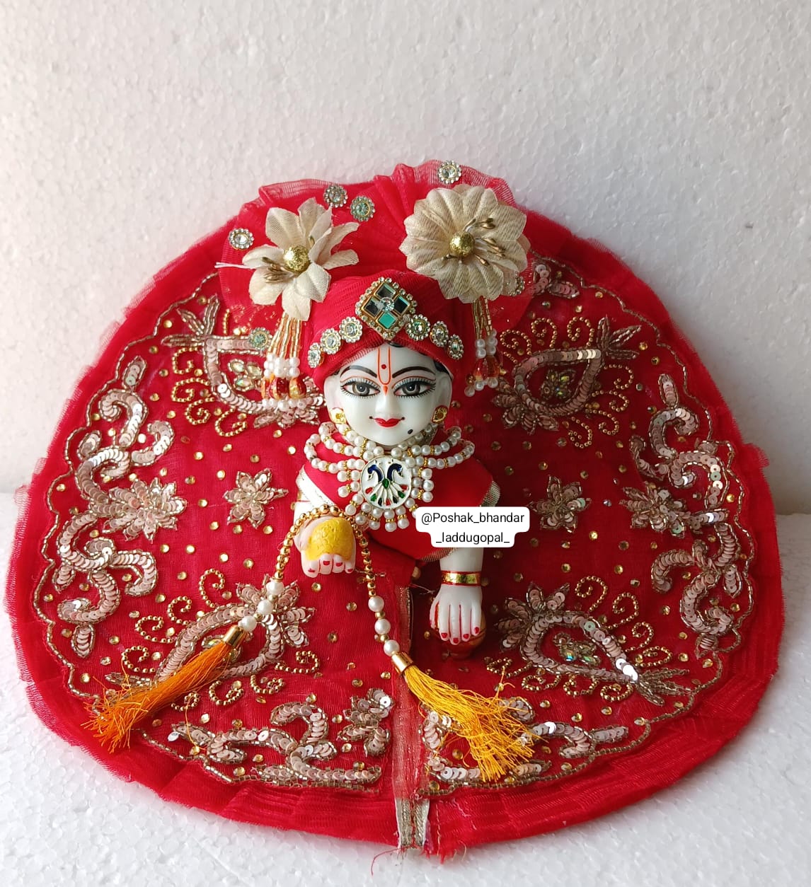 Handmade Designer Laddu Gopal Dress with Pagdi - Fancy Kanha Ji Poshak for Janmashtami, Bal Gopal & Krishna Ji Dress