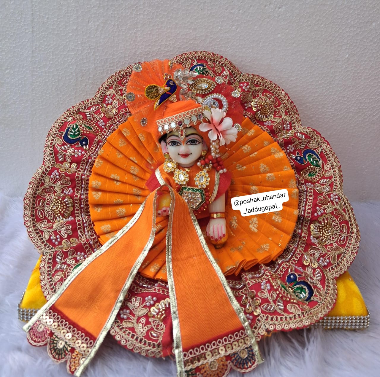 Handmade Heavy Laddu Gopal Dress with Pagdi & Patka - Designer Kanha Ji Poshak for Janmashtami, Fancy Bal Gopal & Krishna Ji Dress