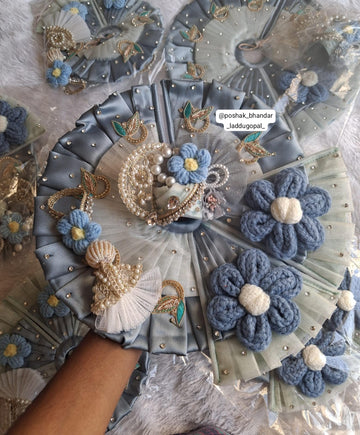Handmade Heavy Crochet Flower Dress for Laddu Gopal | Designer Kanha Ji Poshak | Fancy Bal Gopal & Krishna Ji Dress for Janmashtami Celebrations