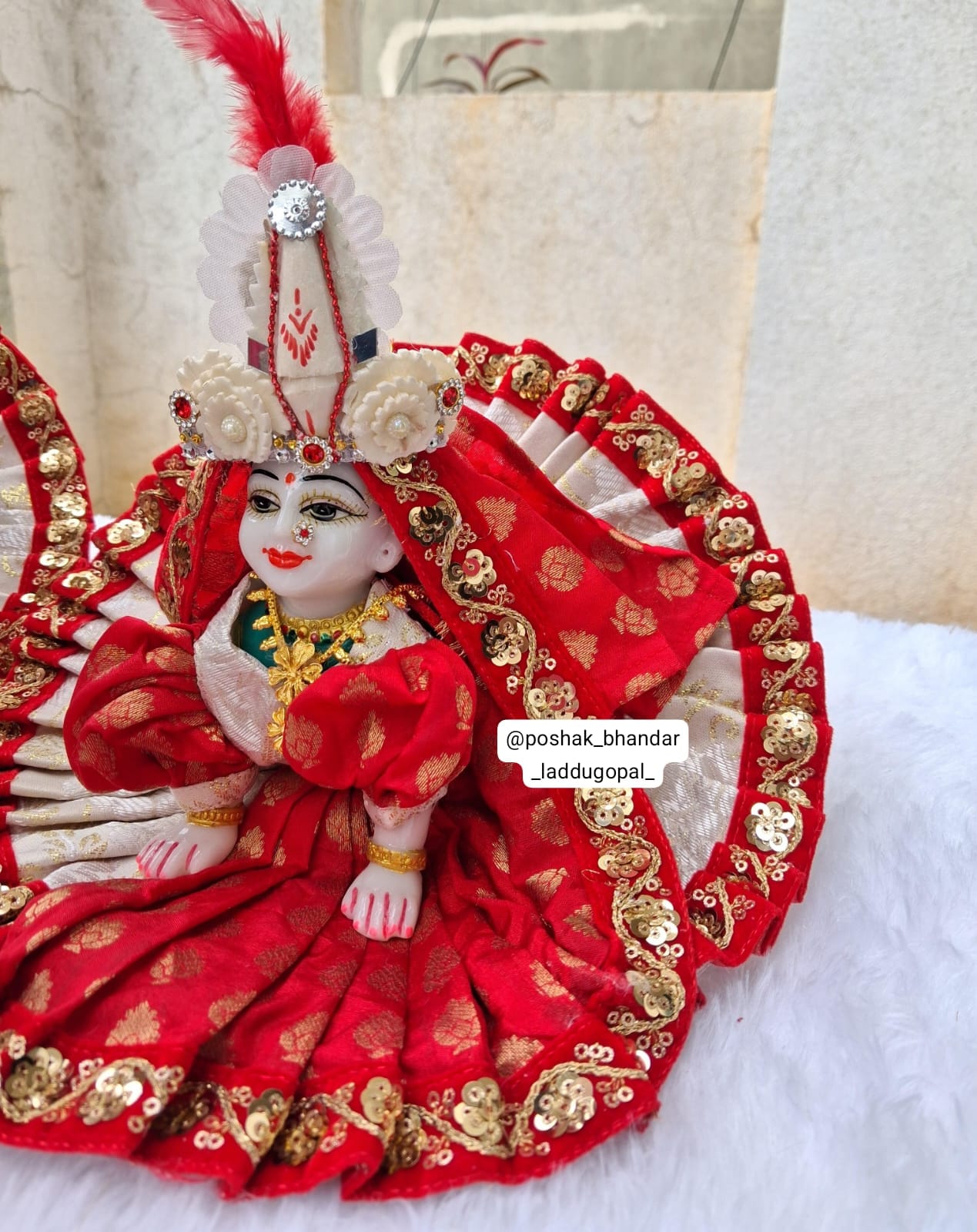 Handmade Full Bengali Theme Combo: Designer Laddu Gopal Dress, Kanha Ji Poshak, Bal Gopal Dress & Krishna Ji Dress for Janmashtami Festival