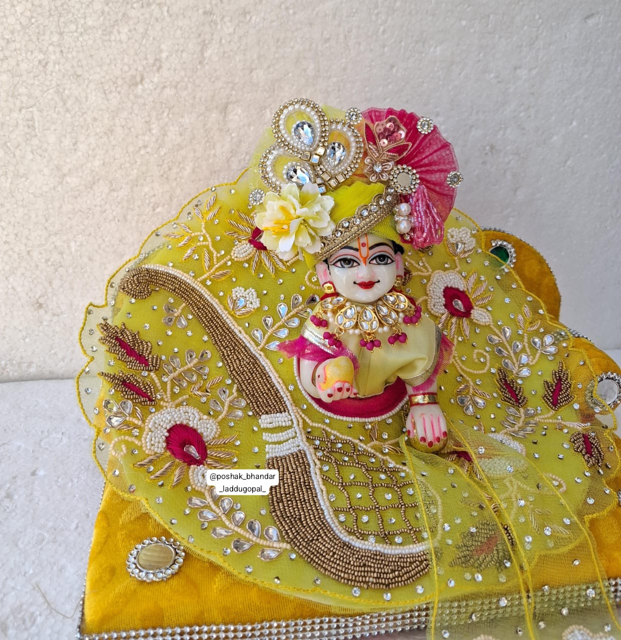 Handmade Basant Panchami Special: Designer Laddu Gopal Dress, Fancy Kanha Ji Poshak, Bal Gopal & Krishna Ji Dress for Festivals & Janmashtami