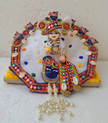 Handmade Shreenath Ji Dress with Pagdi & Patka - Designer Laddu Gopal Poshak for Janmashtami, Fancy Krishna Ji Dress, Bal Gopal Outfit