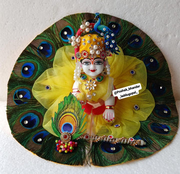 Handmade Heavy Morpankh Dress with Mor Pagdi - Designer Laddu Gopal Dress, Kanha Ji Poshak, Bal Gopal Dress for Janmashtami Festival