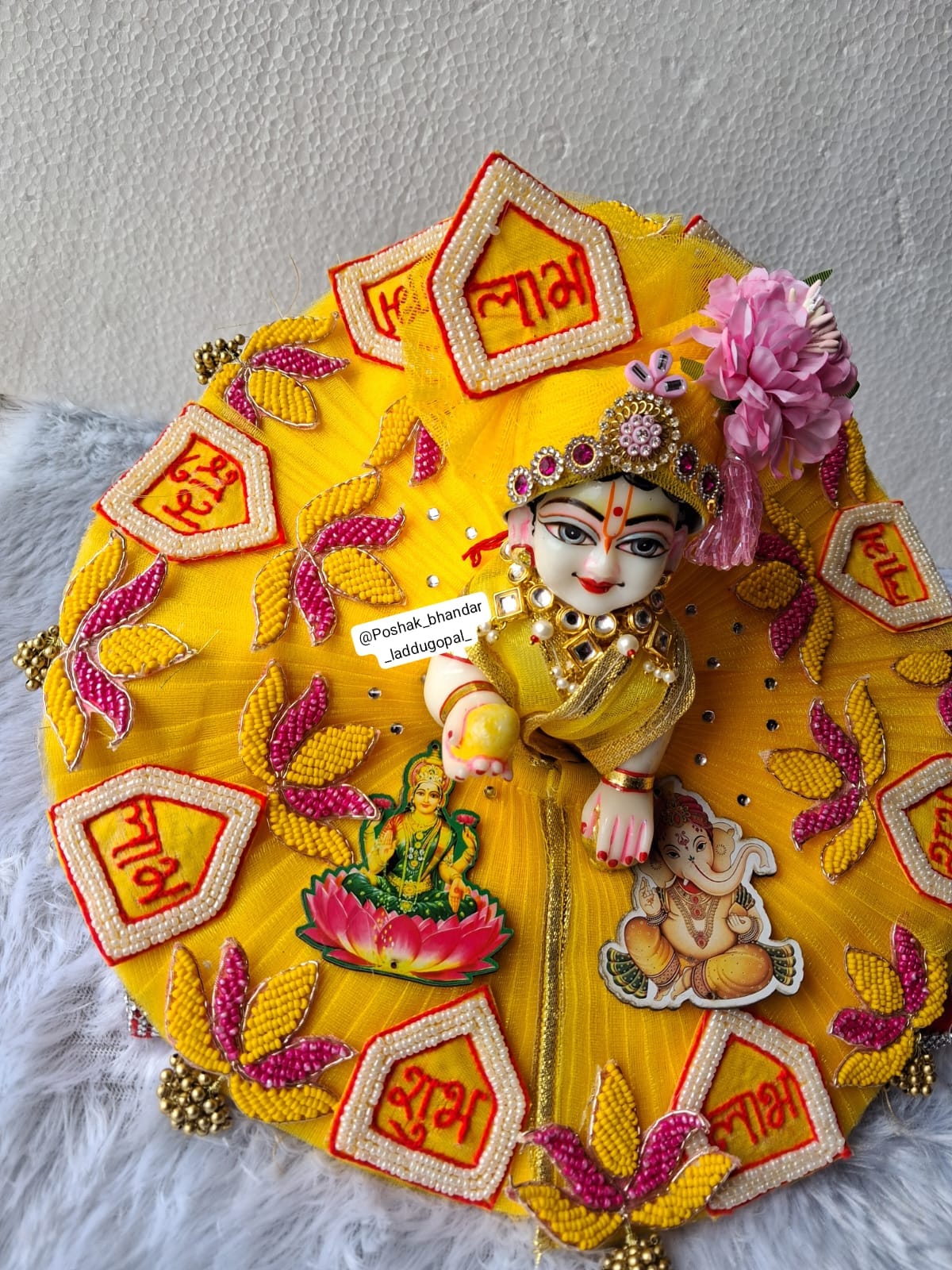 Handmade Diwali Special Laxmi Ganesh Ji Dress | Designer Laddu Gopal Dress, Kanha Ji Poshak, Bal Gopal & Krishna Ji Dress for Festivals