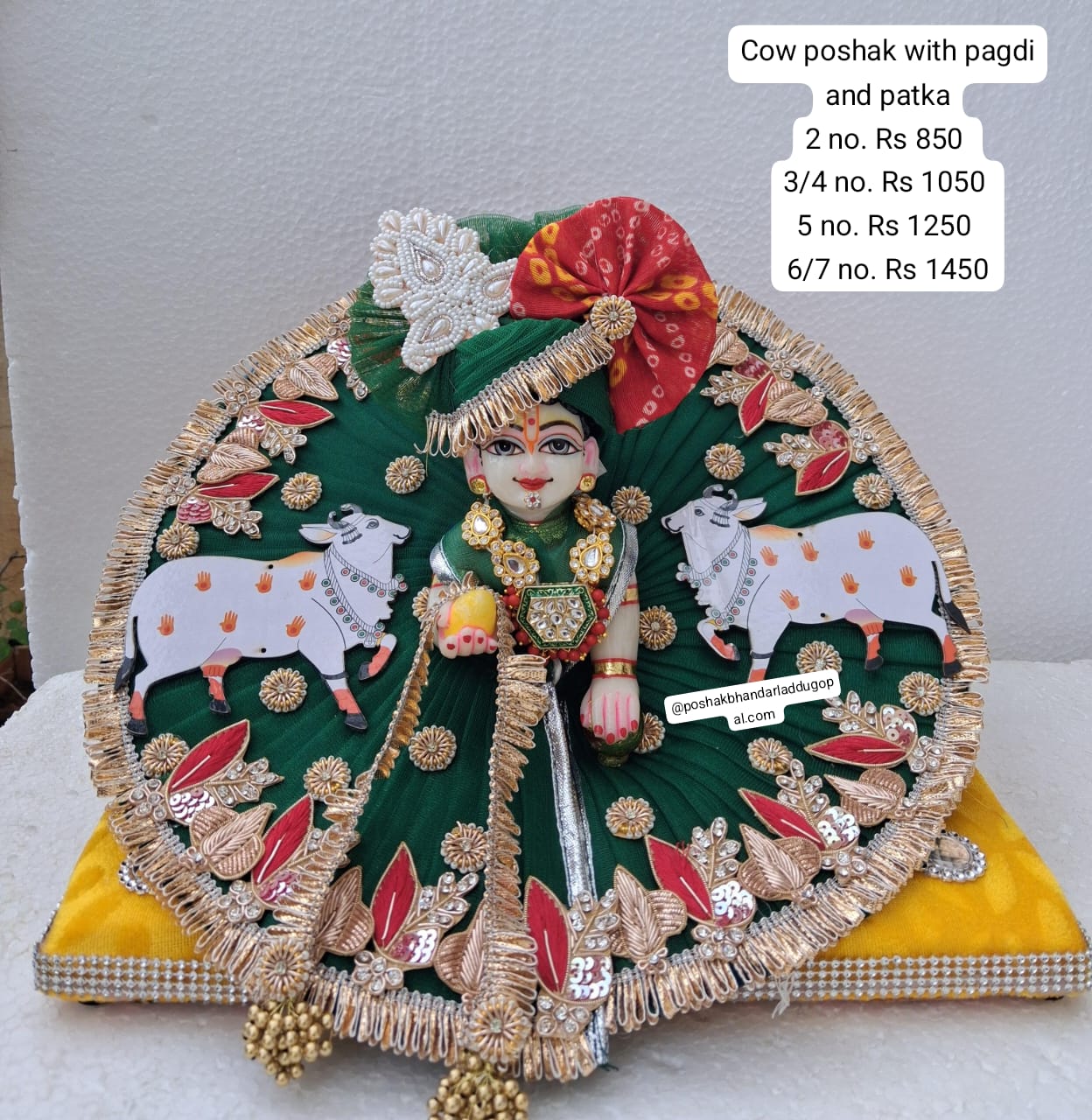 Handmade Laddu Gopal Dress with Pagdi & Patka - Designer Kanha Ji Poshak for Janmashtami, Fancy Bal Gopal & Krishna Ji Dress