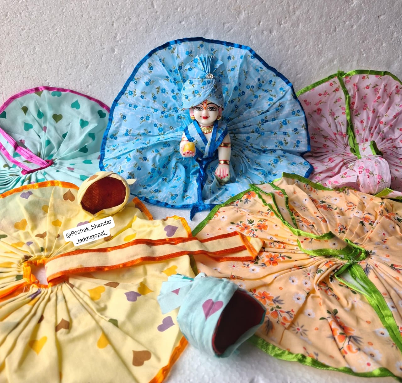 Handmade Cotton Laddu Gopal Dress with Matching Pagdi | Designer Kanha Ji Poshak for Janmashtami | Fancy Bal Gopal & Krishna Ji Dress