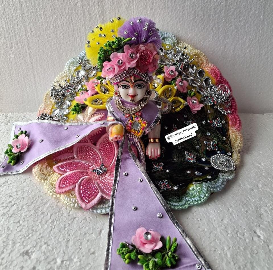 Handmade Festive Designer Laddu Gopal Dress with Pagdi & Patka | Elegant Kanha Ji Poshak for Janmashtami | Bal Gopal & Krishna Ji Dress