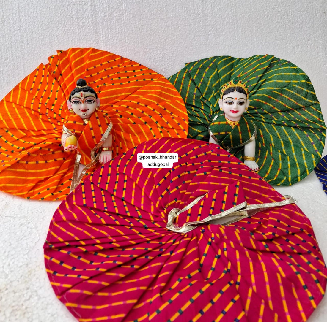 Handmade Laheria Dress for Laddu Gopal | Designer Kanha Ji Poshak | Fancy Bal Gopal Dress for Janmashtami Celebrations | Krishna Ji Dress (3 to 7 Years)