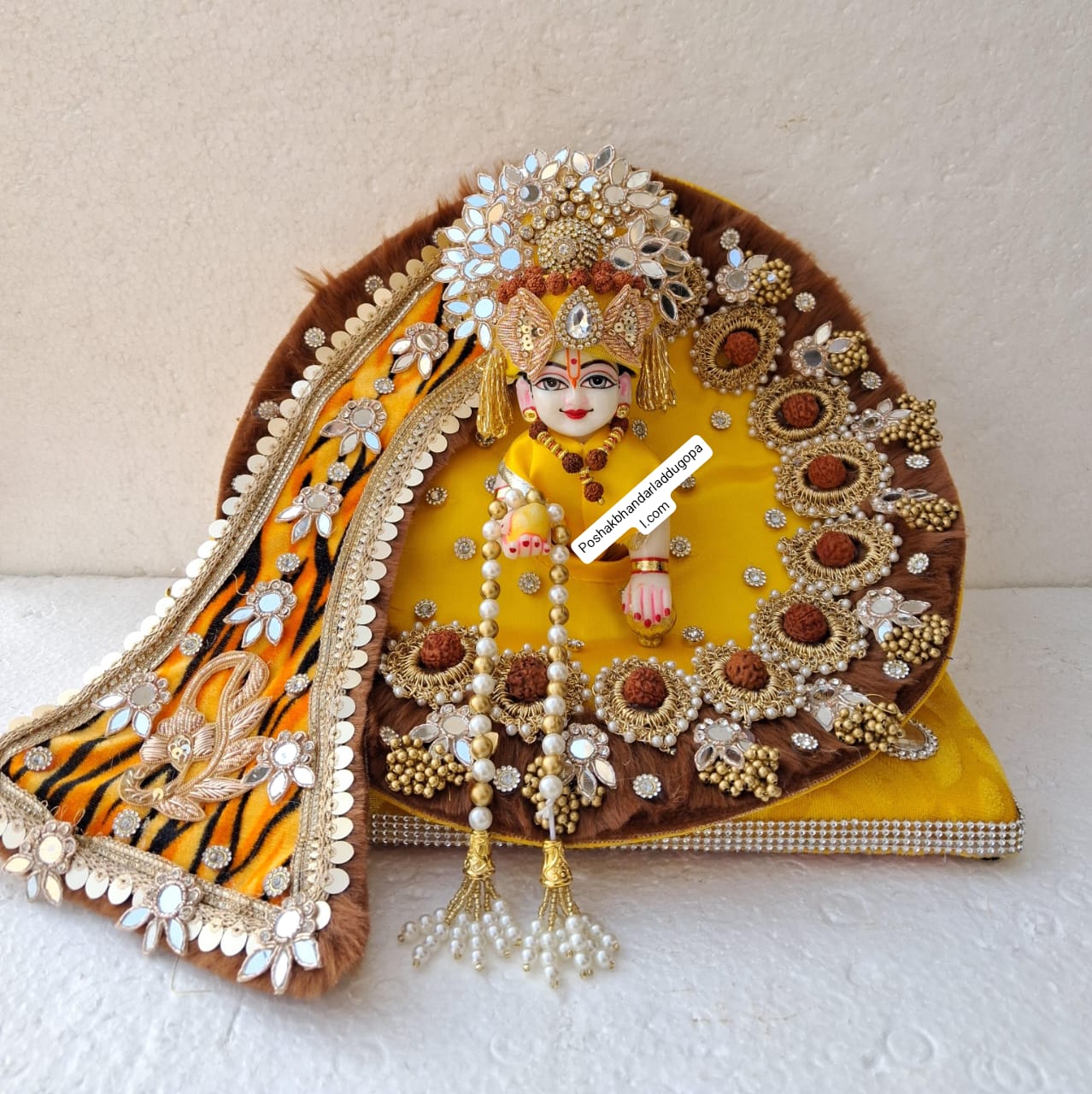 Handmade Bhole Bhandari Dress with Pagdi - Designer Laddu Gopal Dress, Kanha Ji Poshak, Bal Gopal Dress for Janmashtami Festival