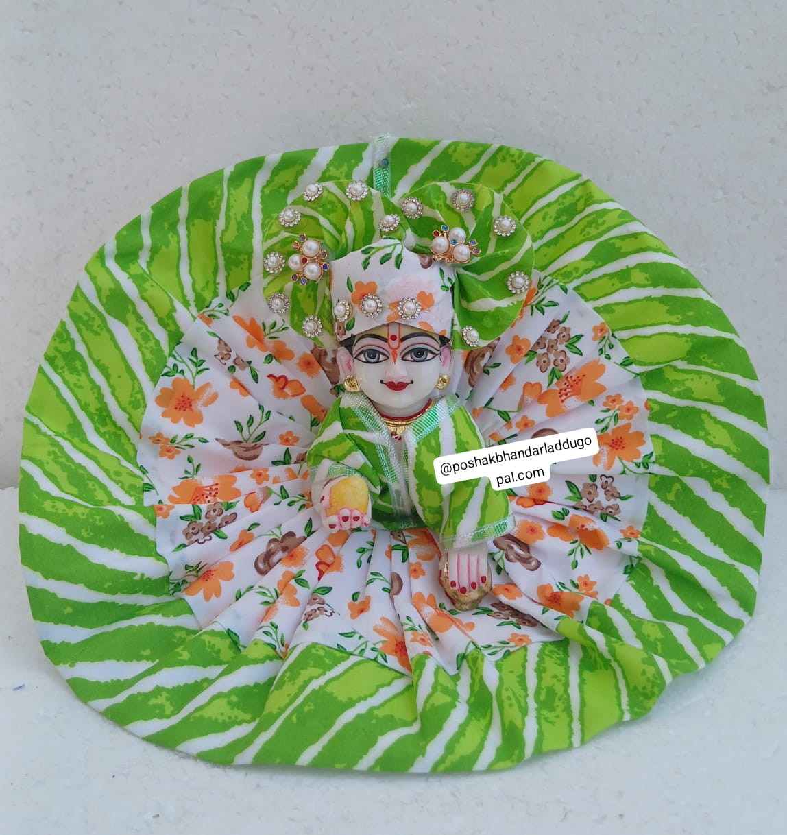 Handmade Cotton Laddu Gopal Dress with Pagdi - Designer Kanha Ji Poshak for Janmashtami, Fancy Bal Gopal Dress & Krishna Ji Dress